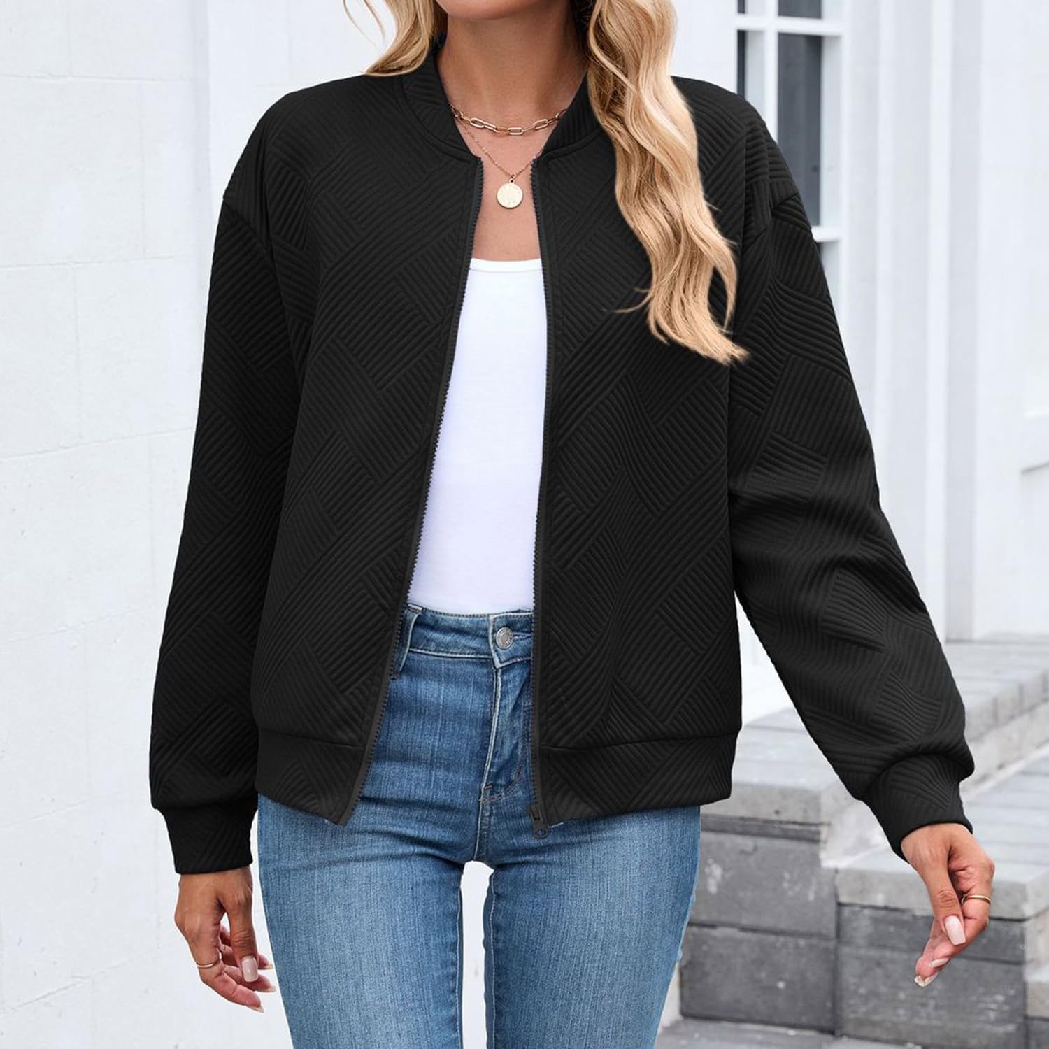Tomwell Veste Femme Zippé Blouson Décontracté Manches Longues Manteau Léger Sweatjacke