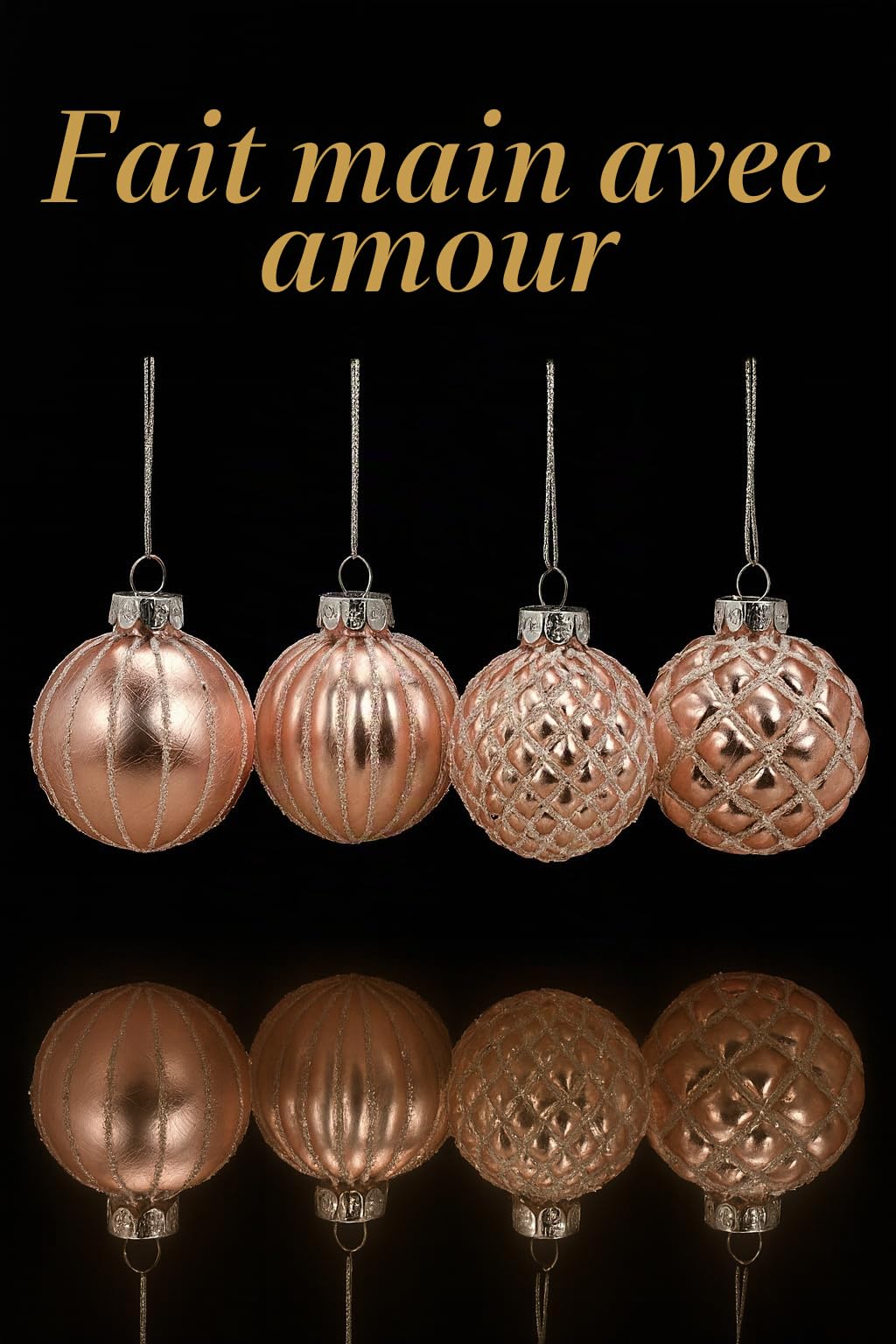 MC Trend Lot de 12 boules de Noël élégantes en verre, diamètre : 8 cm, décorations de Noël pour arbre de Noël.