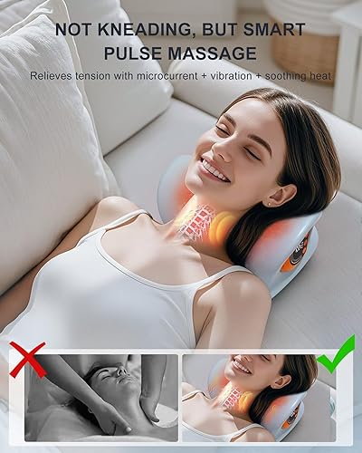 Miniatura 3 de Masajeador de cuello mejorado 2025 con calor, pulso y vibración, 3 modos, diseño ergonómico, masajeador portátil de cuello y hombros para relajación