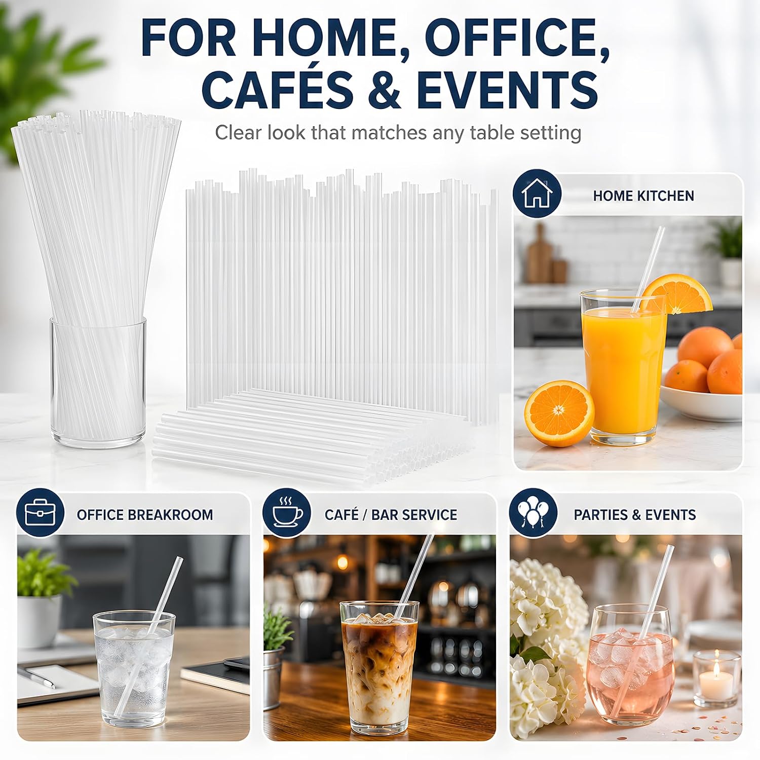 ALINK 500 Count Clear Plastic Disposable Straws, 8.5 Inch Long x 0.23 Inch Diameter Straight Drinking Straws, BPA Free, Food Grade for Cold Drinks, Iced Coffee, Soda, Juice, Parties and Restaurants