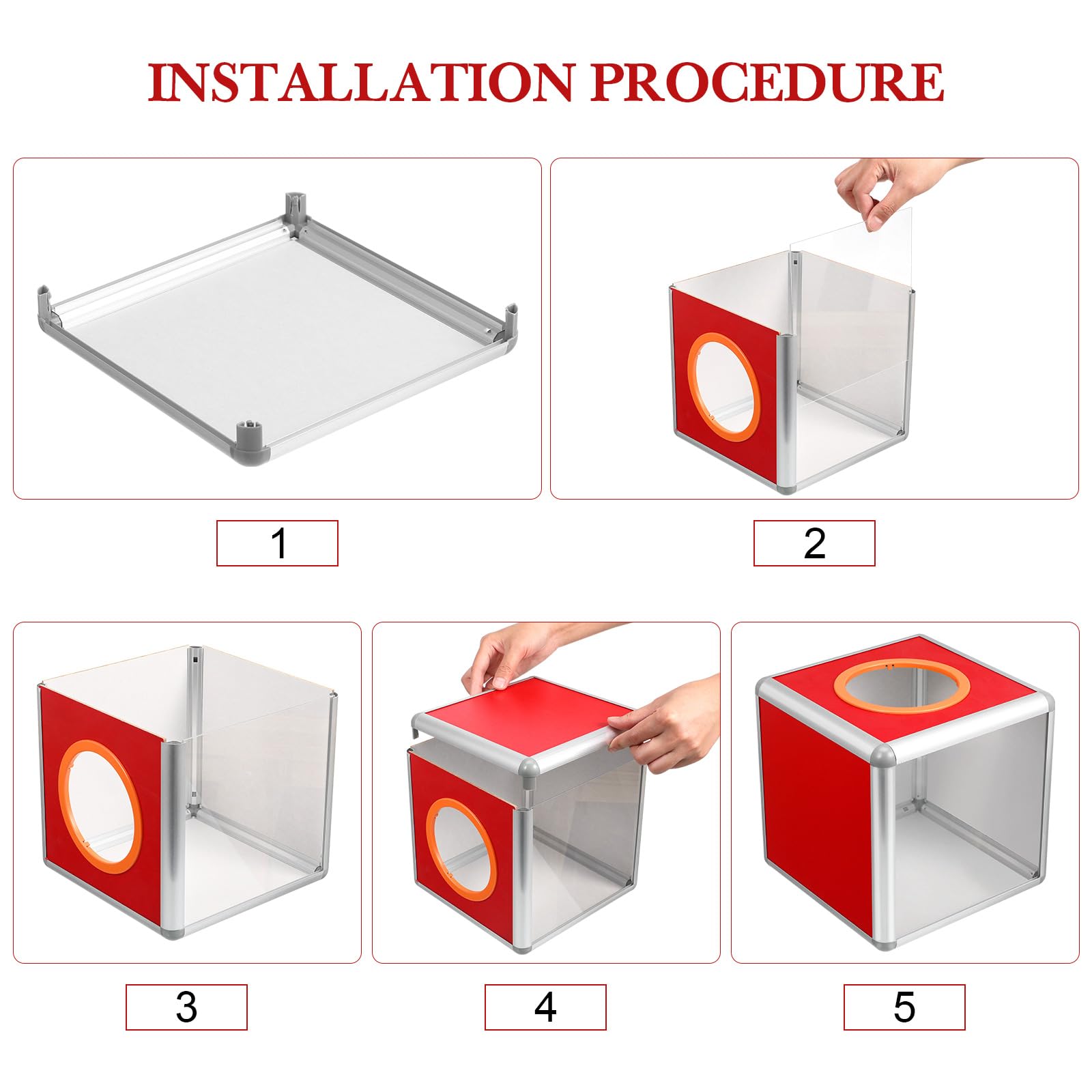 Cuwrlirht Lottery Lucky Box Transparent Square Raffle Ball Game Box Multifunctional Storage Ticket Card Bonus Ball Storage Container Raffle Tickets Case 20cm - Image 3