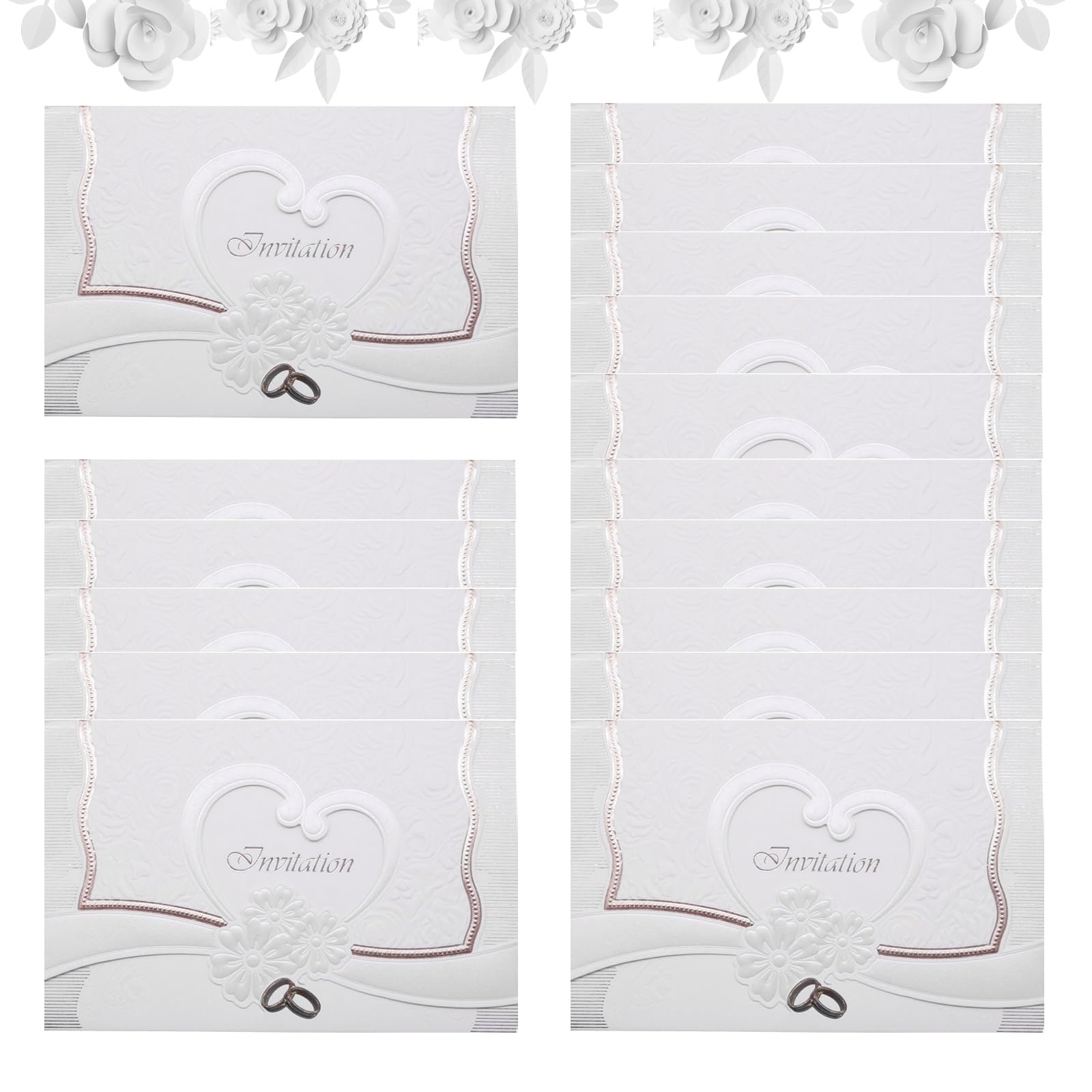 Binjor 20 tarjetas de invitación de boda, invitaciones de boda con sobre y papel imprimible en blanco para aniversario de boda, compromiso, despedida de soltera
