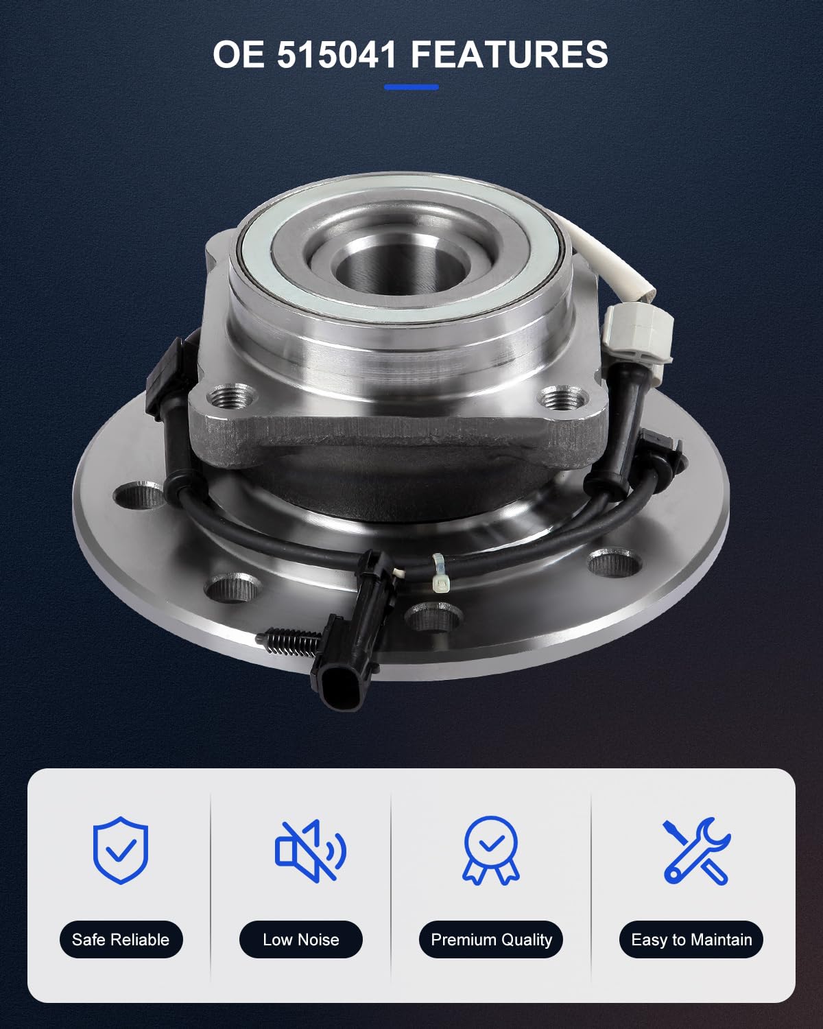 Front Wheel Bearing Hub Assembly For Chevy Blazer/GMC Yukon K1500/K2500 4WD | 2-Pack, 6 Lugs, W/ ABS Sensor Port - View #5
