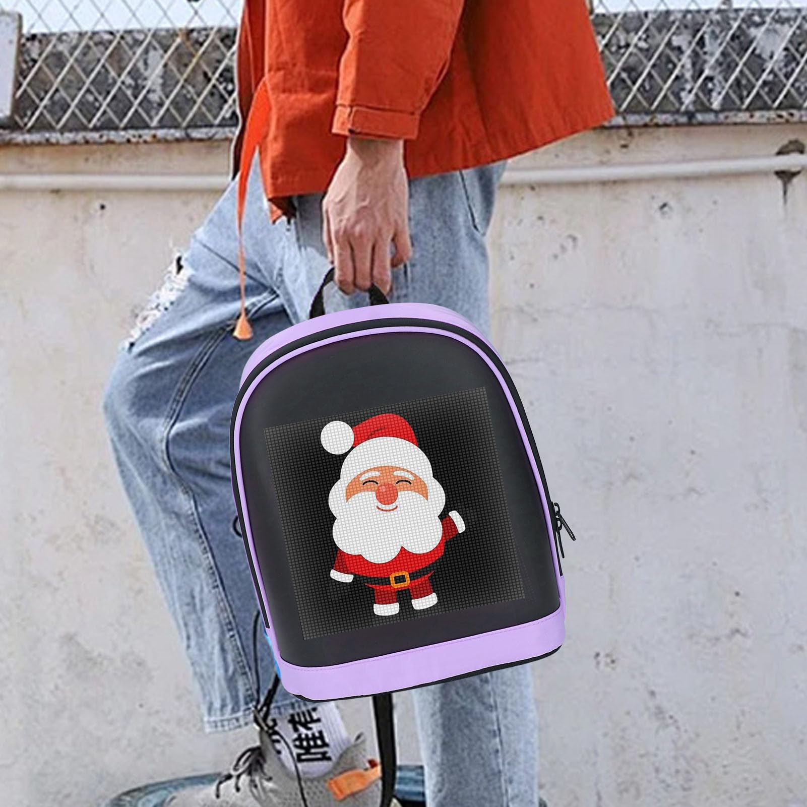 Asixxsix LED-Rucksack, Laptop-Rucksack mit LED-Anzeige und App-Steuerung, DIY-Moderucksack mit Programmierbarem Bildschirm, Anpassbares Textanimationsbild, 10,2 X 4,7 X 11,8 Zoll,