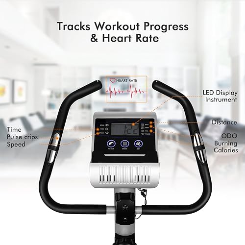 Miniatura 3 de ANCHEER Bicicleta vertical para interiores, magnética, para ejercicio de resistencia magnética, suave, silenciosa, con monitor LCD y empuñaduras de