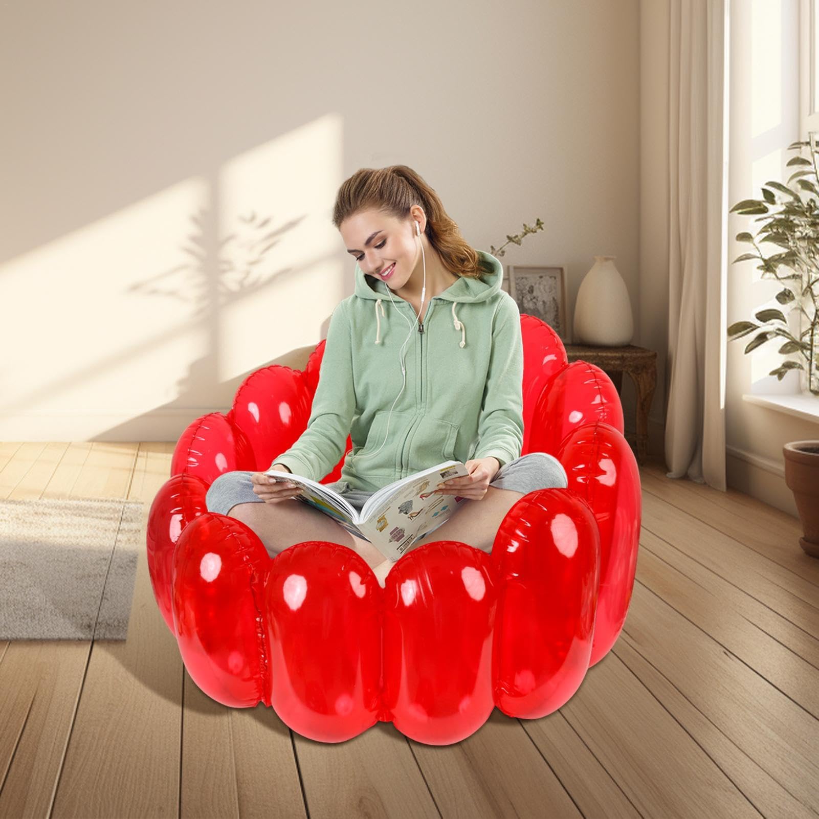 Canapé Gonflable Jelly Collection - Confortable, Portable Pour Intérieur/extérieur - Rouge