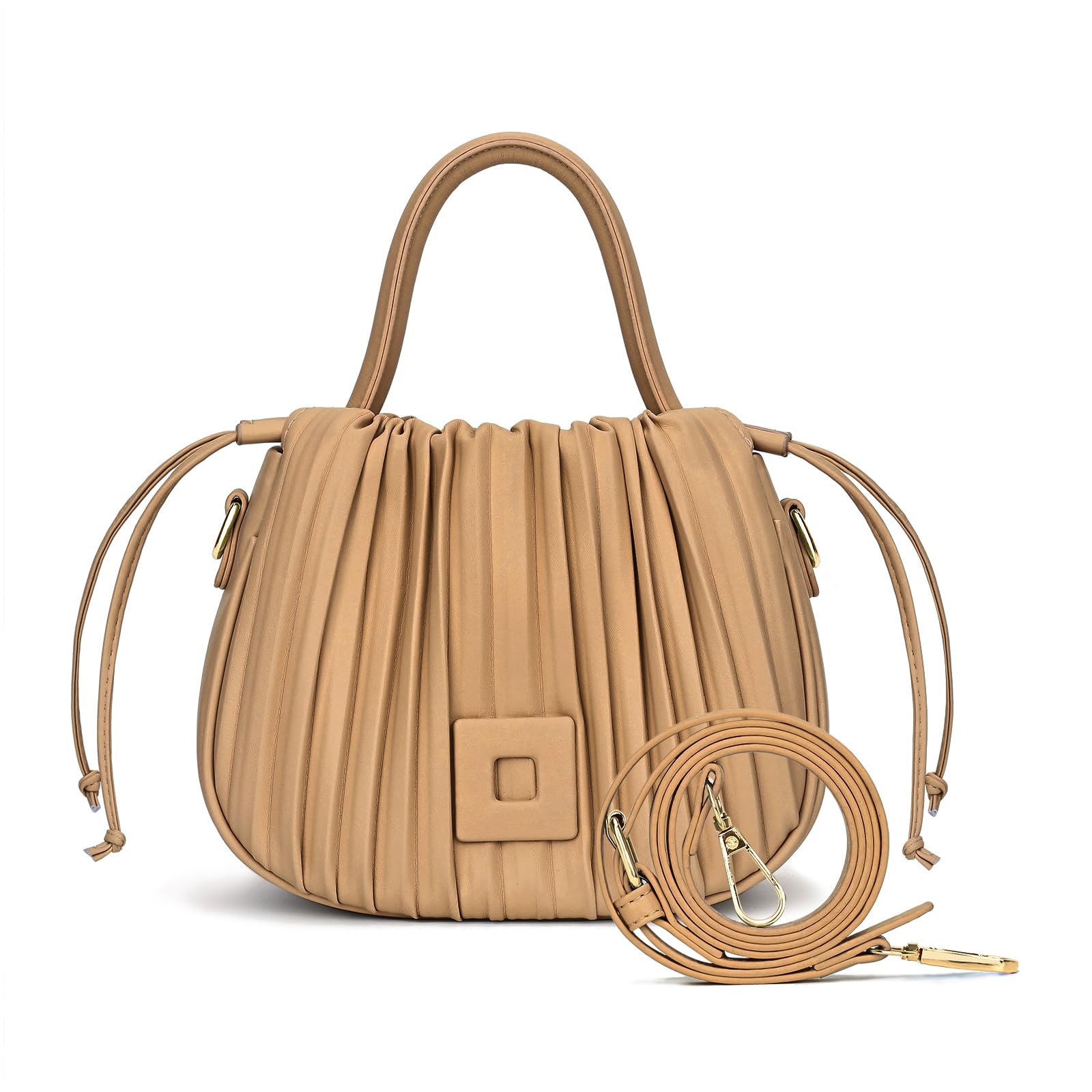 Bucket Bags for Women Drawstring Pleated Shoulder Handbag Hobo Crossbody Bucket Purses