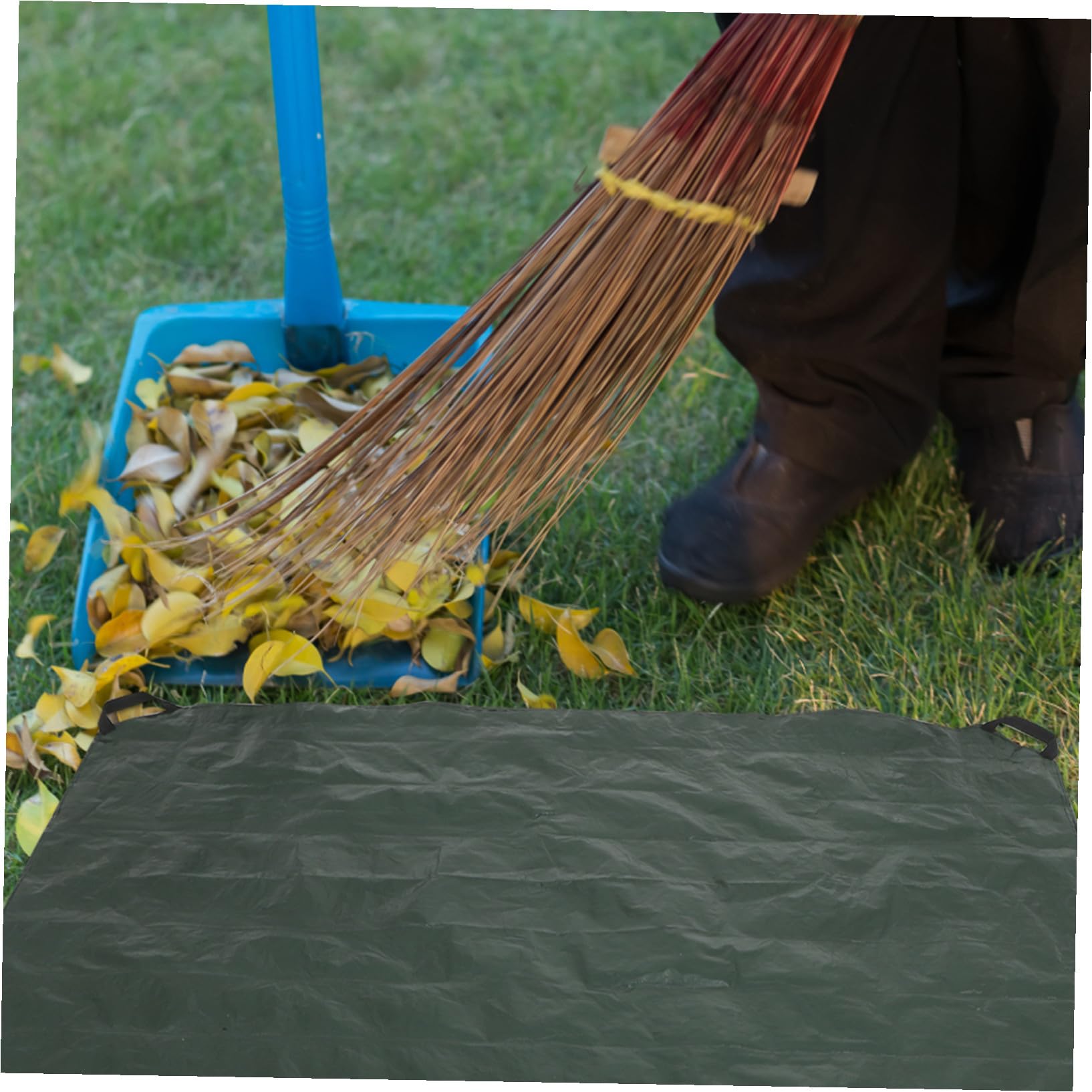 Paquet Grand Format de Ramassage de Feuilles avec Poignées Pliable Pe Vert | Feuilles et Déchets de Jardin, Transport Facile, Usage Cour, Terrasse, Réutilisable, Capacité Élevée
