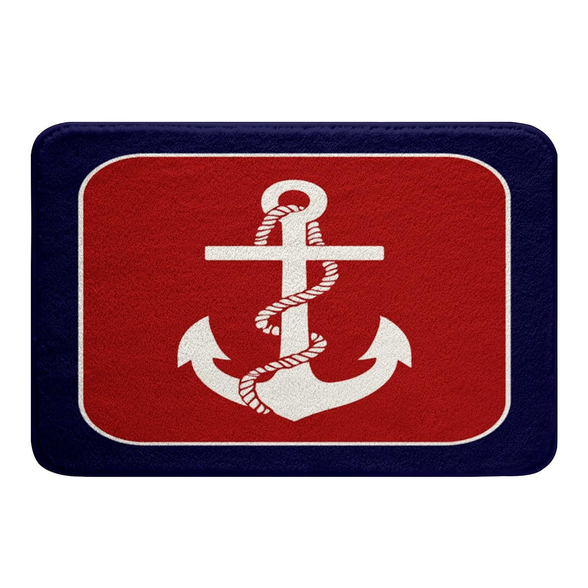 Feelyou Nautical Bath Rug 16" x 24" Red Microfiber Non-Slip Bath Mat