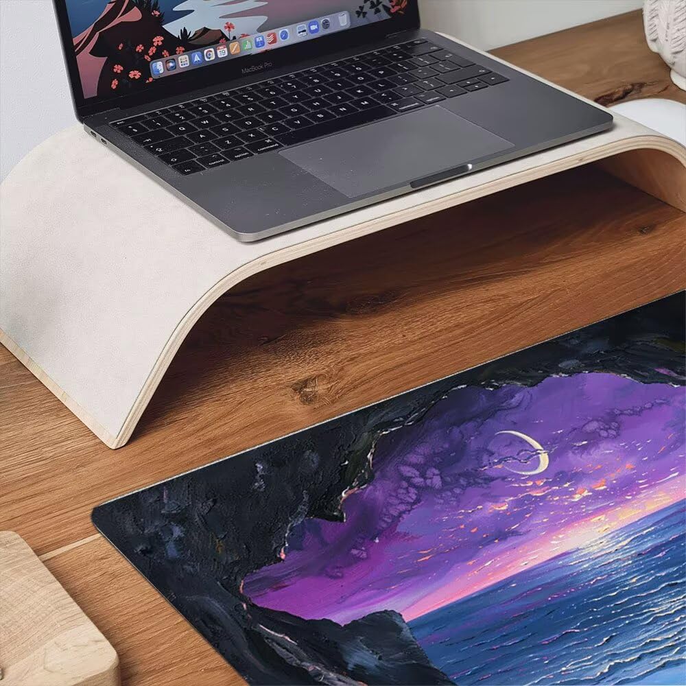Alfombrilla Ratón XXL Alfombrilla Escritorio 2000x1000mm Mouse Pad Mejora la Precisión y la Velocidad con Base de Goma Antideslizante y Bordes Cosidos Duradera Cómoda, Juegos (Moon Beach) xR8-918