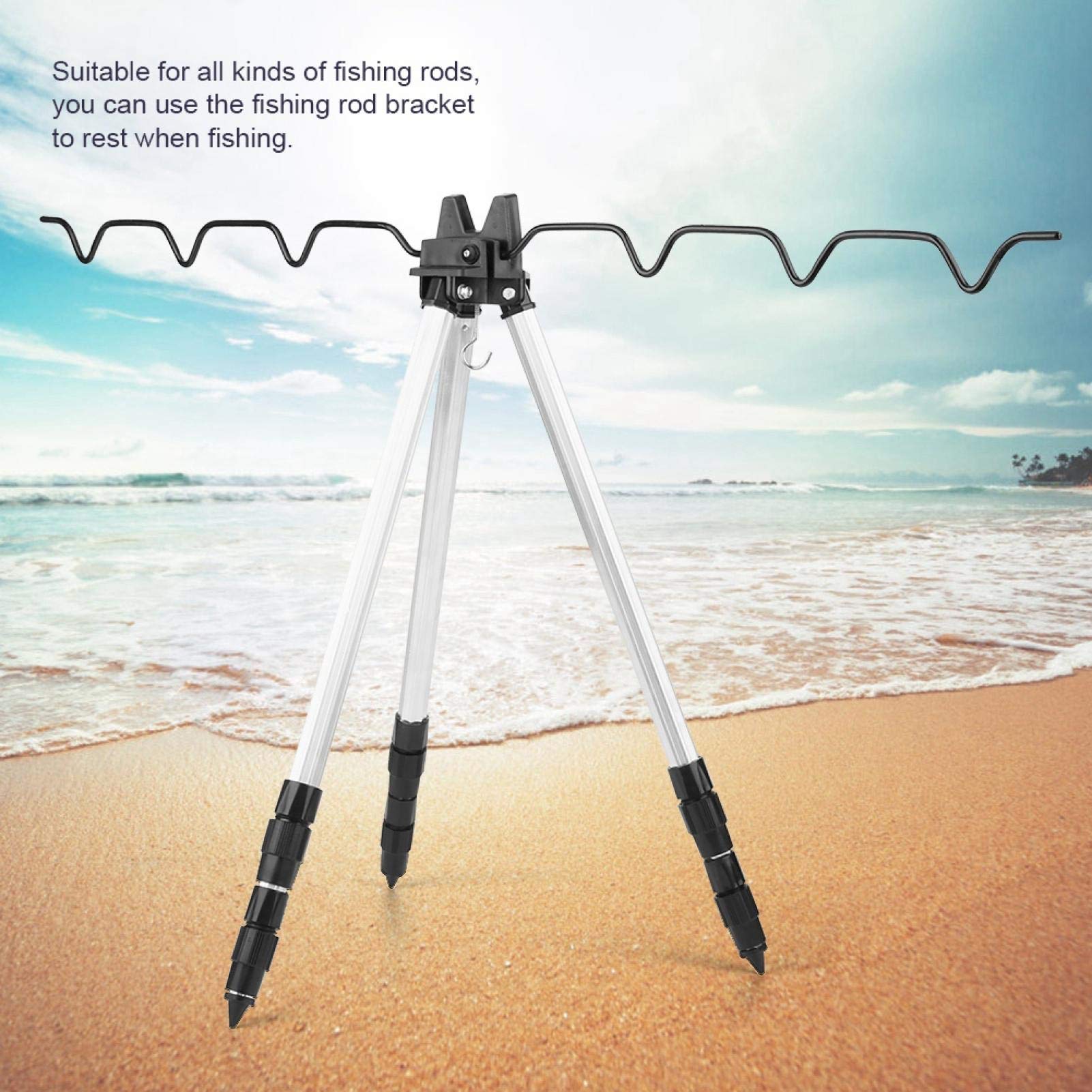 Trípode telescópico Cañas de Pescar Trípode Soporte para mar Playa Orilla Gruesa Pier Aparejos telescópicos