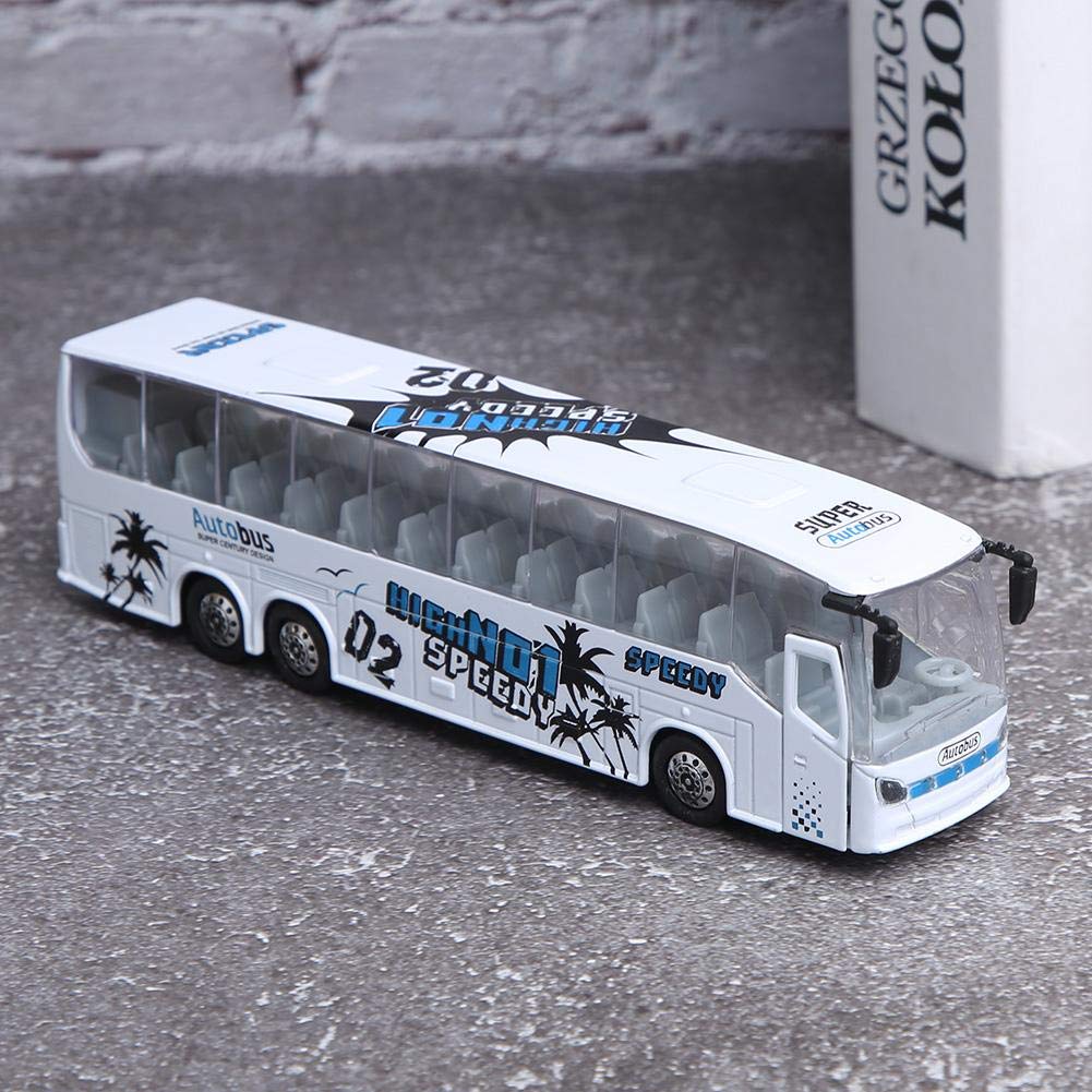 Zerodis 1:50 Lega modellata veicoli Giocattoli Simulazione Transit Bus Modello Lega Pull-Back Bus Giocattolo con Luce e Musica per Bambini (Bianco)