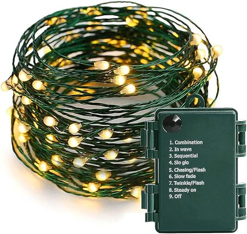 Guirnalda de luces a pilas, 50 micro LED de 18 pies, luces estrelladas, luces de Navidad, luces de luciérnaga con alambre de cobre verde oscuro para Guirnalda de luces a pilas, 50 micro LED de 18 pies, luces estrelladas, luces de Navidad, luces de luciérnaga con alambre de cobre verde oscuro para