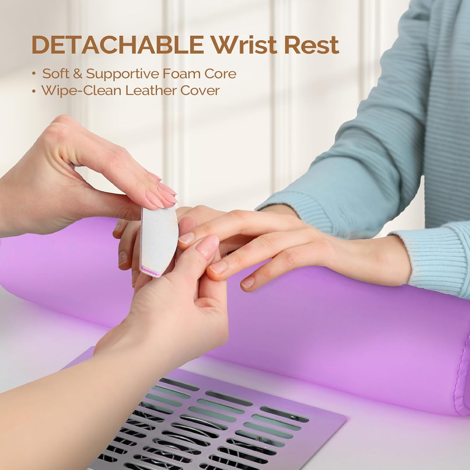 OmySalon Manicure Table w/Dust Collector, Nail Desk for Nail Tech, Nail Station with Storage, for Makeup Beauty Spa Salon, w/Hand Rest, Acetone Resistant (Purple, Manicure Table Only)