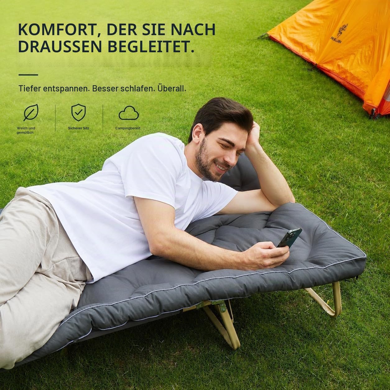 Jamdok Camping Matratze (190 x 75 cm),Mat für Camp Bett, Gesteppte Liegematten für Camping, Schlafmatte, Roll-up und Faltbare Sleeping Matte, Tragbar