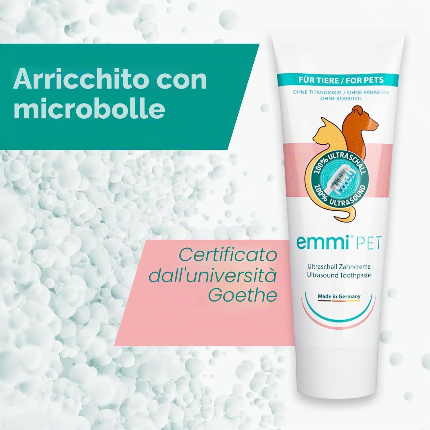 Emmi-pet Dentifricio per Cani 3x75ml Pasta Dentifricia Igiene Orale Completa Senza Fluoro