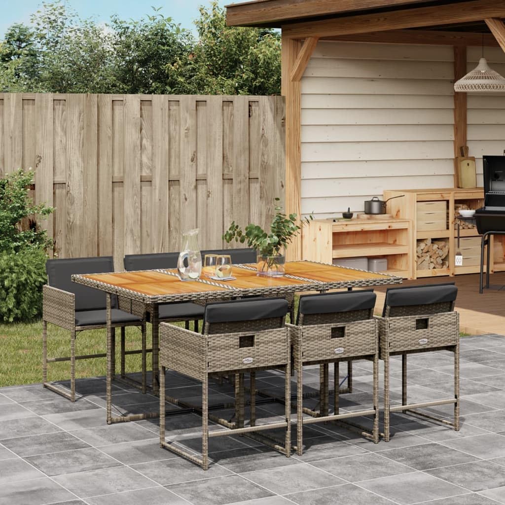 ShGaxin Set Sala da pranzo da giardino 7 pezzi e cuscini in rattan sintetico Grigio, Set Tavolo e Sedie Giardino, Tavolo Terrazza Esterno e Sedie, Set Terrazza, Mobili da Giardino Esterno - 3278041