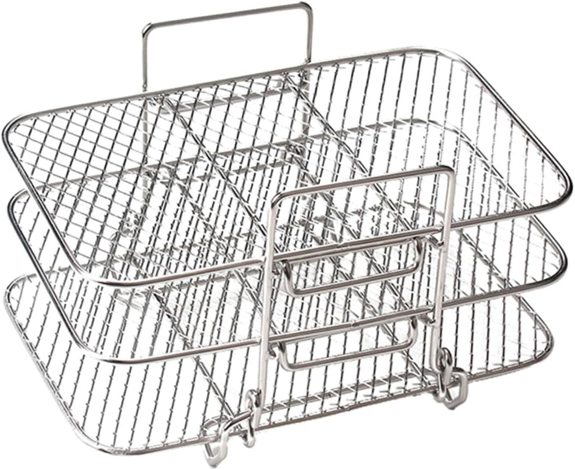 Ciieeo Three-layer Steamed Grill Rack Crisper Tray and Basket Dehydrator Rack Cooling Rack Baking Cookie Cooling Wire Rack Cooling Racks Bacon Rack 304 Stainless Steel High Pressure Shelf