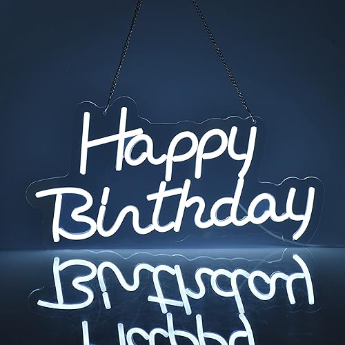 Miniatura 1 de Letrero de neón de feliz cumpleaños para decoración de pared, con interruptor regulable, letreros de luz de neón reutilizables para toda la