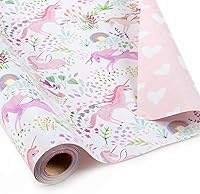 Vista 8 de Garbendy Papel de regalo reversible para cumpleaños, 17 pulgadas x 16.5 pies