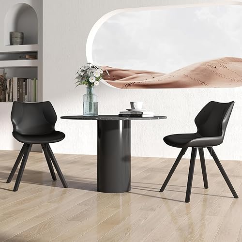 Miniatura 9 de Brage Living Juego de 2 sillas de comedor, modernas sillas de cuero sintético para cocina, comedor, sillas laterales tapizadas sin brazos con patas