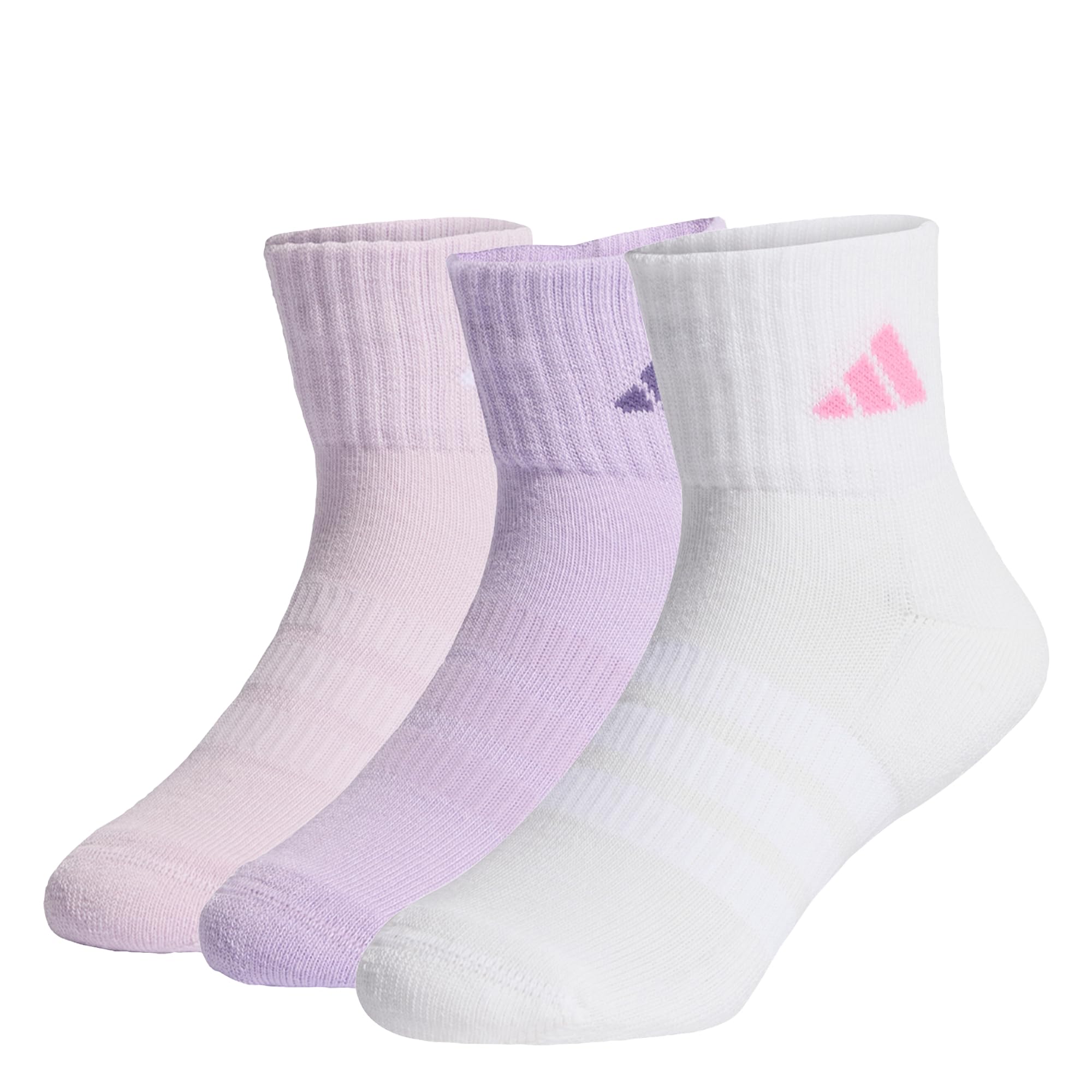 adidas Unisex Kids CUSHIONED SPORTSWEAR ANKLE SOCKS 3 PAIR PACK, powder plum/white/ice lavender, 3-4 Years