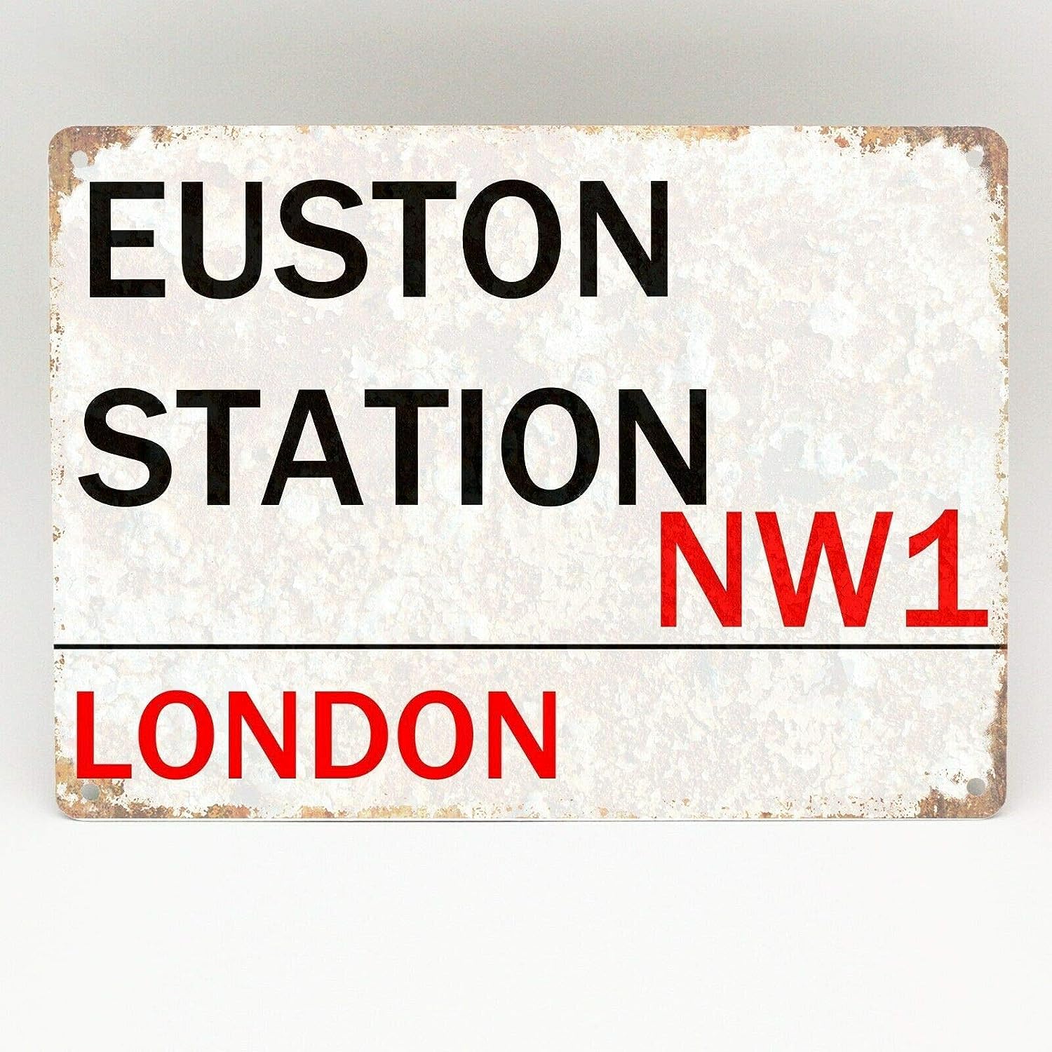 Bioprocess Euston Station Metal Sign London Street Novelty Retro Wall Plaque Outdoor Decoration Plaque 8X12 Inch