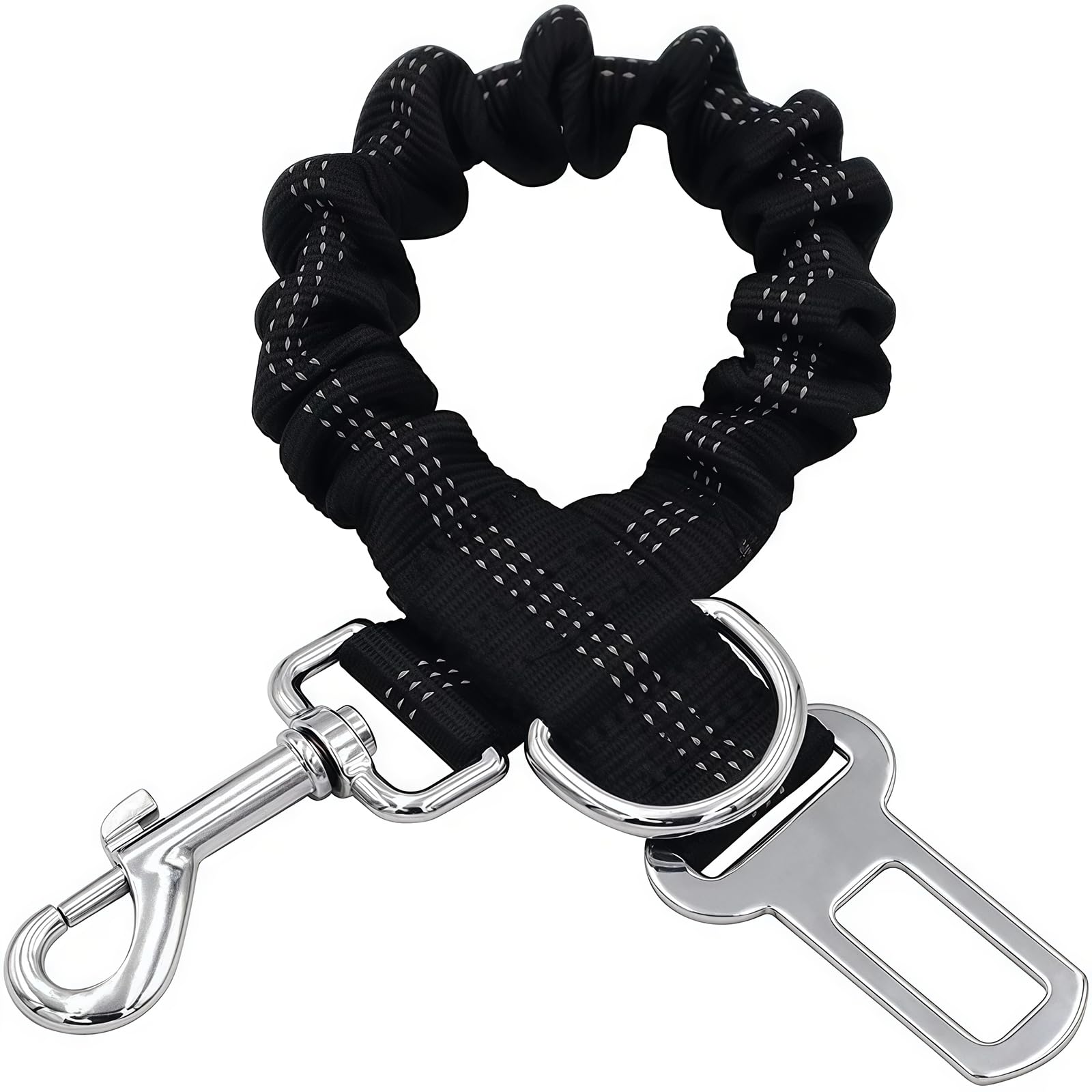 Pet Car Harness Seatbelt, Anti Shock Bungee Lead for Dog Car Safety, Prevents Jumping to Front Seat, Adjustable Vehicle Travel Accessories for Small Medium Large Dogs (1 Pack -Black Color) - image 8