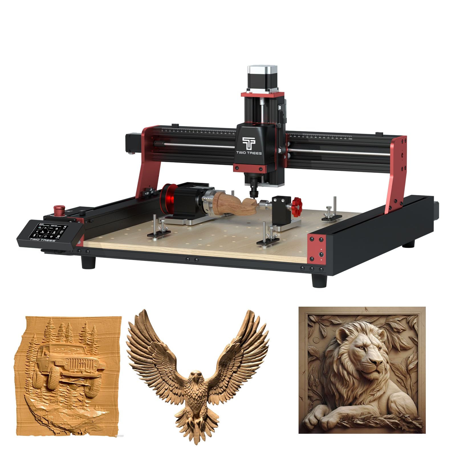 Twotrees TTC450 Pro CNC fresatrice con quarto asse, fresatrice per metallo, fresatrice per legno CNC aggiornabile, macchina per incisione laser commutabile, macchina per incisione per legno, acrilico