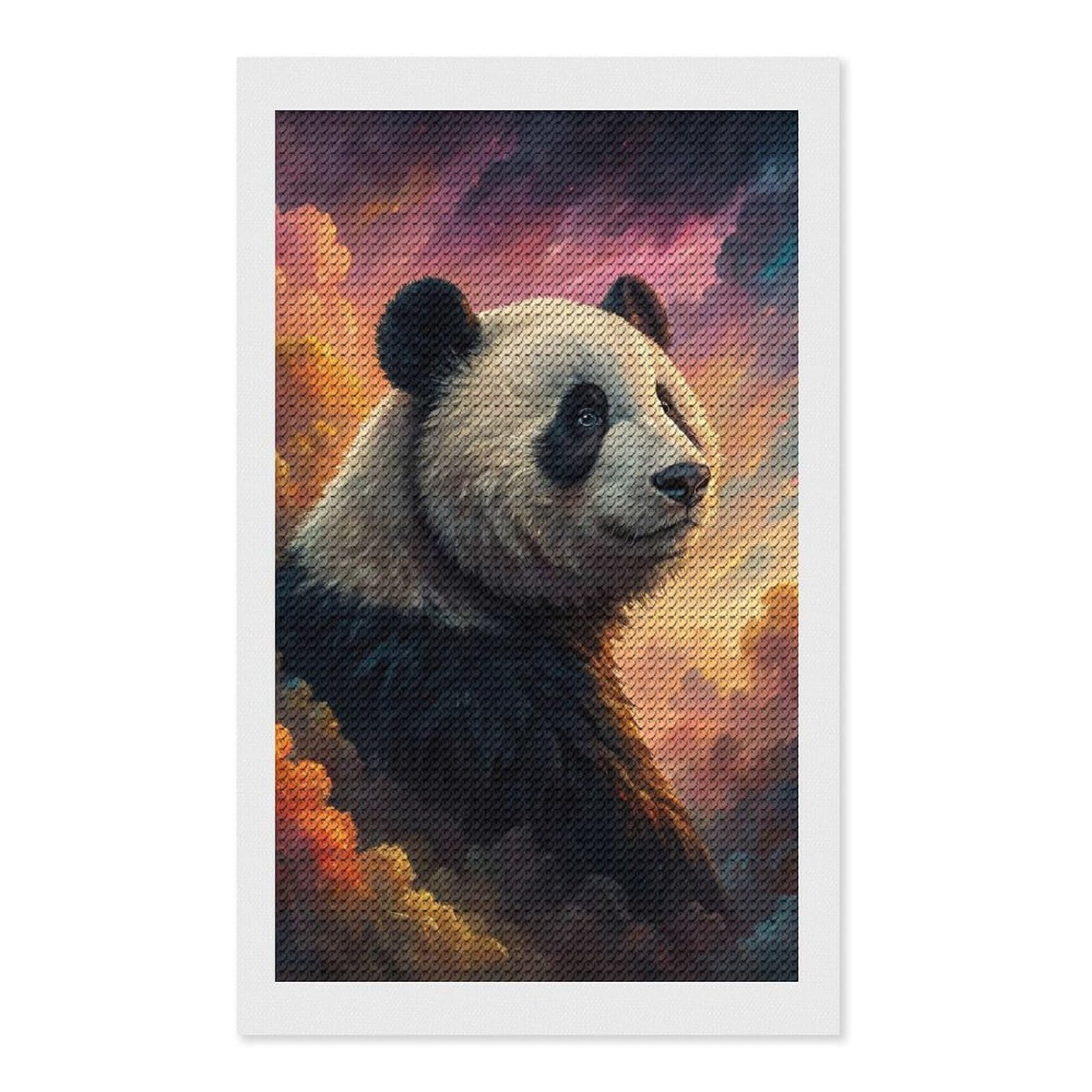 Junmoney Panda in A Cosmic Sky Diamond Art Canvas 12"x20", Easy Handmade Project, Complete Accessories, Bedroom Decor, Birthday Gift