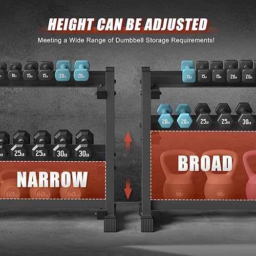 Miniatura 3 de 3-Tier Dumbbell Rack, 1200LB Capacity Adjustable Weight Rack for Home Gym, Heavy-Duty Weight Stand for Dumbbells Kettlebells & Weight Plates(Rack