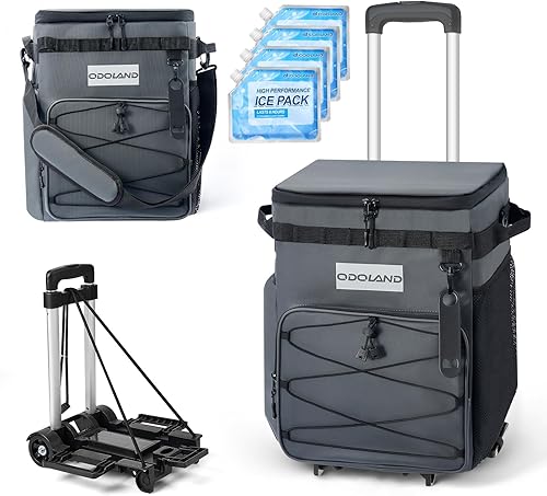 Odoland Enfriador suave de 4872 latas con ruedas y asa, hielera plegable con ruedas para playa, camping, viajes y picnic