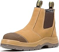 Vista 8 de ROCKROOSTER Botas de trabajo para hombre, punta de acero de 6 pulgadas, zapatos de cuero aceitado sin cordones, disipativa estática, transpirable