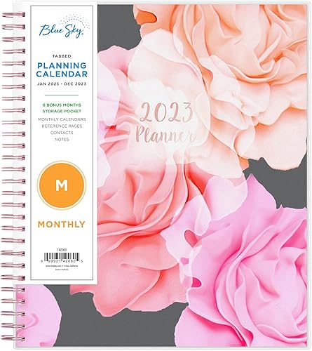 Blue Sky Agenda mensual 2023, enero a diciembre, 8 x 10 pulgadas, cubierta esmerilada, encuadernada con alambre, Joselyn (142080)
