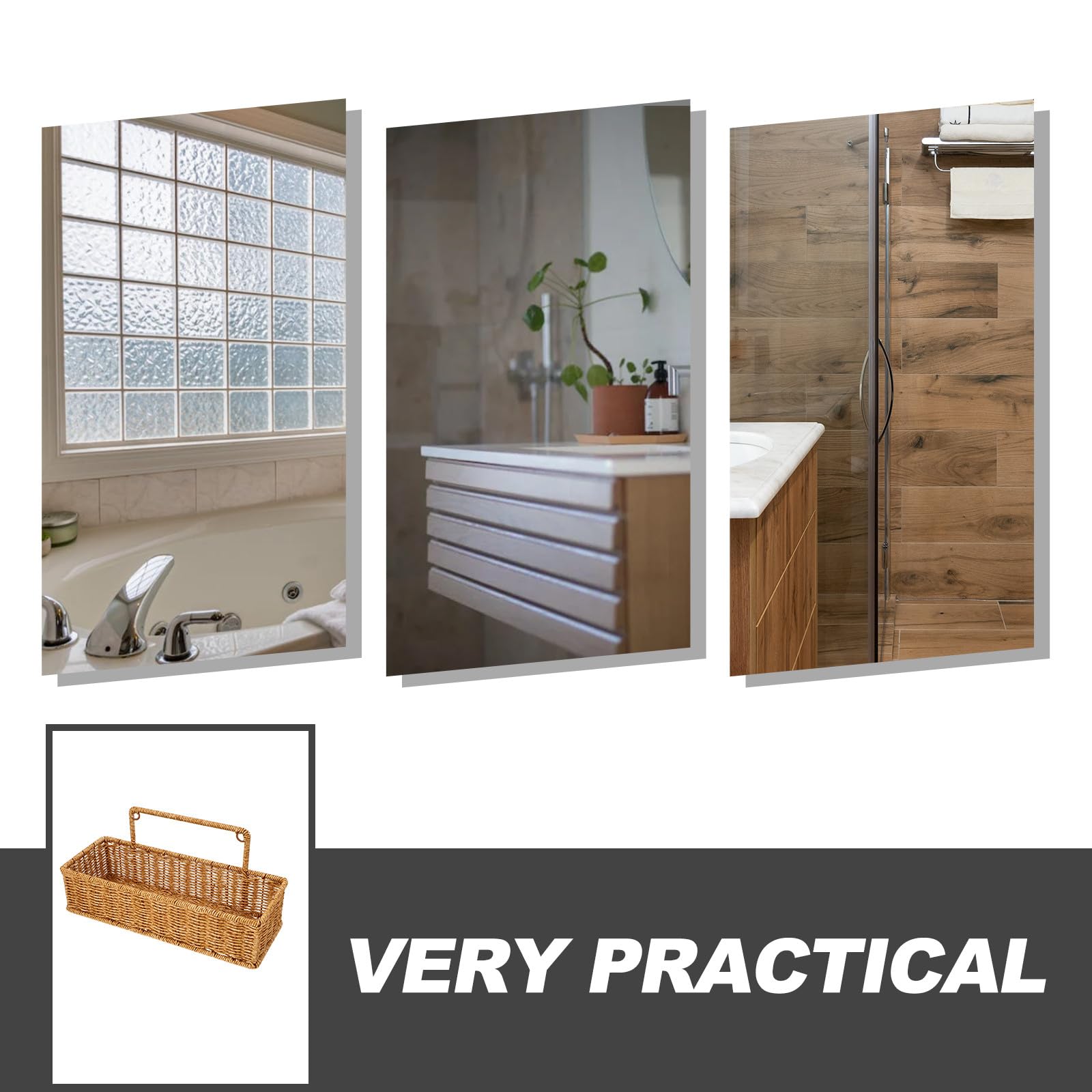 Cesta Colgante Rectangular de Almacenamiento para Cocina y Baño Cesta Tejida de Ratán Sintético Sola Capa para Organizador y Almacenaje Condimentos y Utensilios