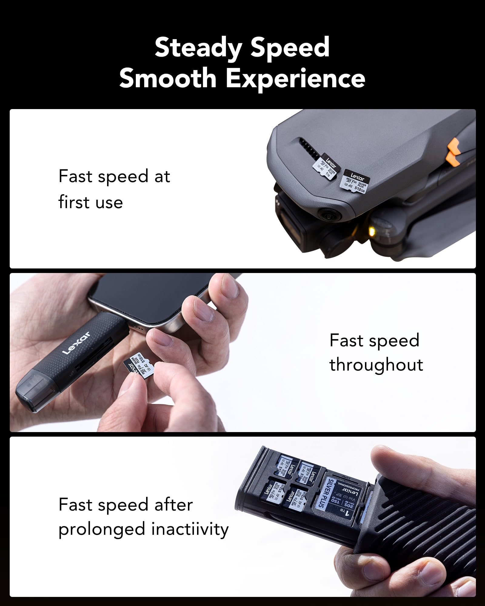 LEXAR Carte microSDXC Silver Plus UHS-1 512GB V30 R205/W150MB/s