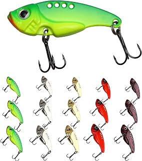 Dovesun 15pcs Blade Bait Fishing Lures Fishing Spoons Lures Fishing Swimbait for Bass, Crappie, Trout Walleye Type 1