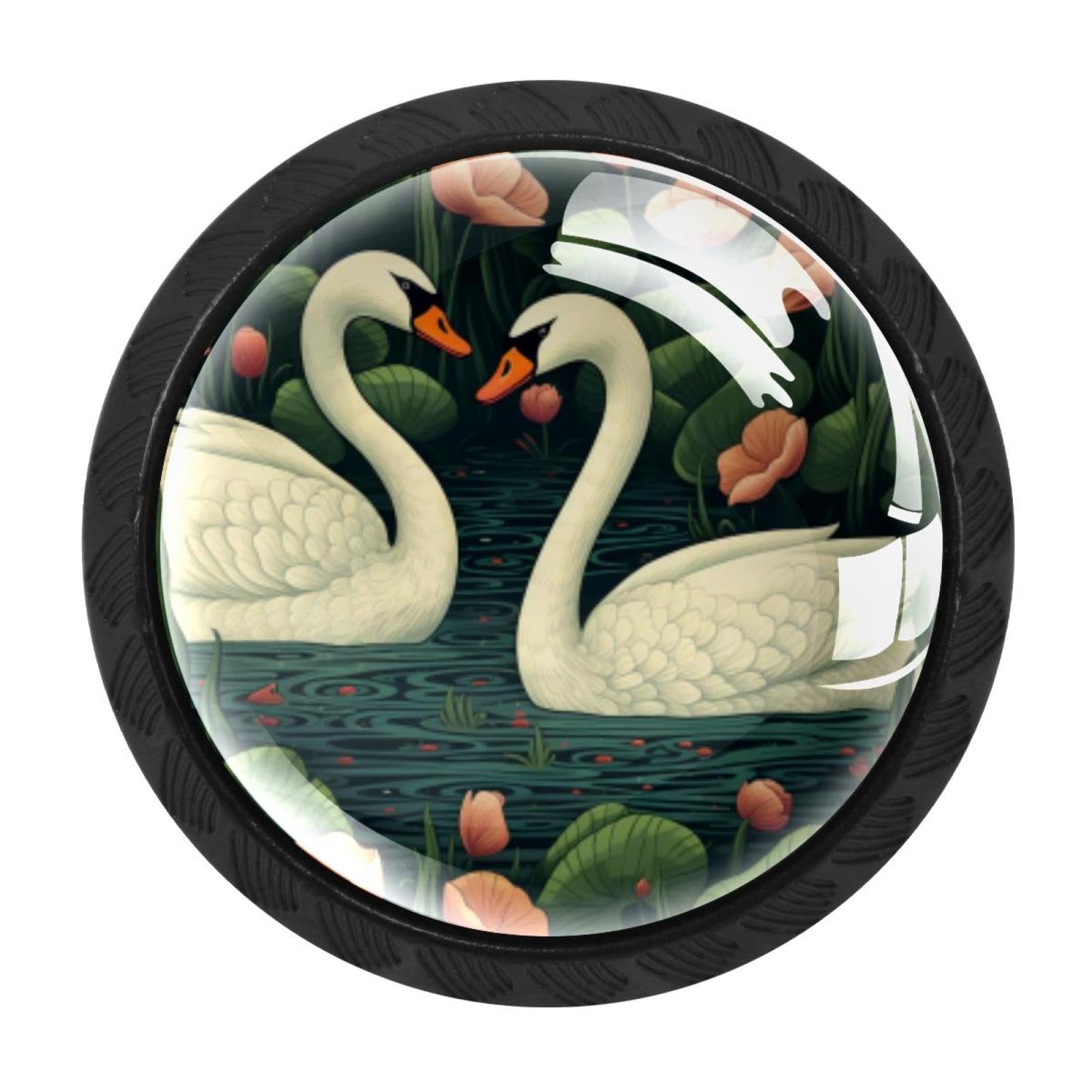 CHENZZZZ 4 Pieces Kitchen Cabinet Knobs Swan Drawer Knobs Dresser Knobs Drawer Pulls Door Knobs Dresser Drawer Handles Knobs for Dresser Drawers