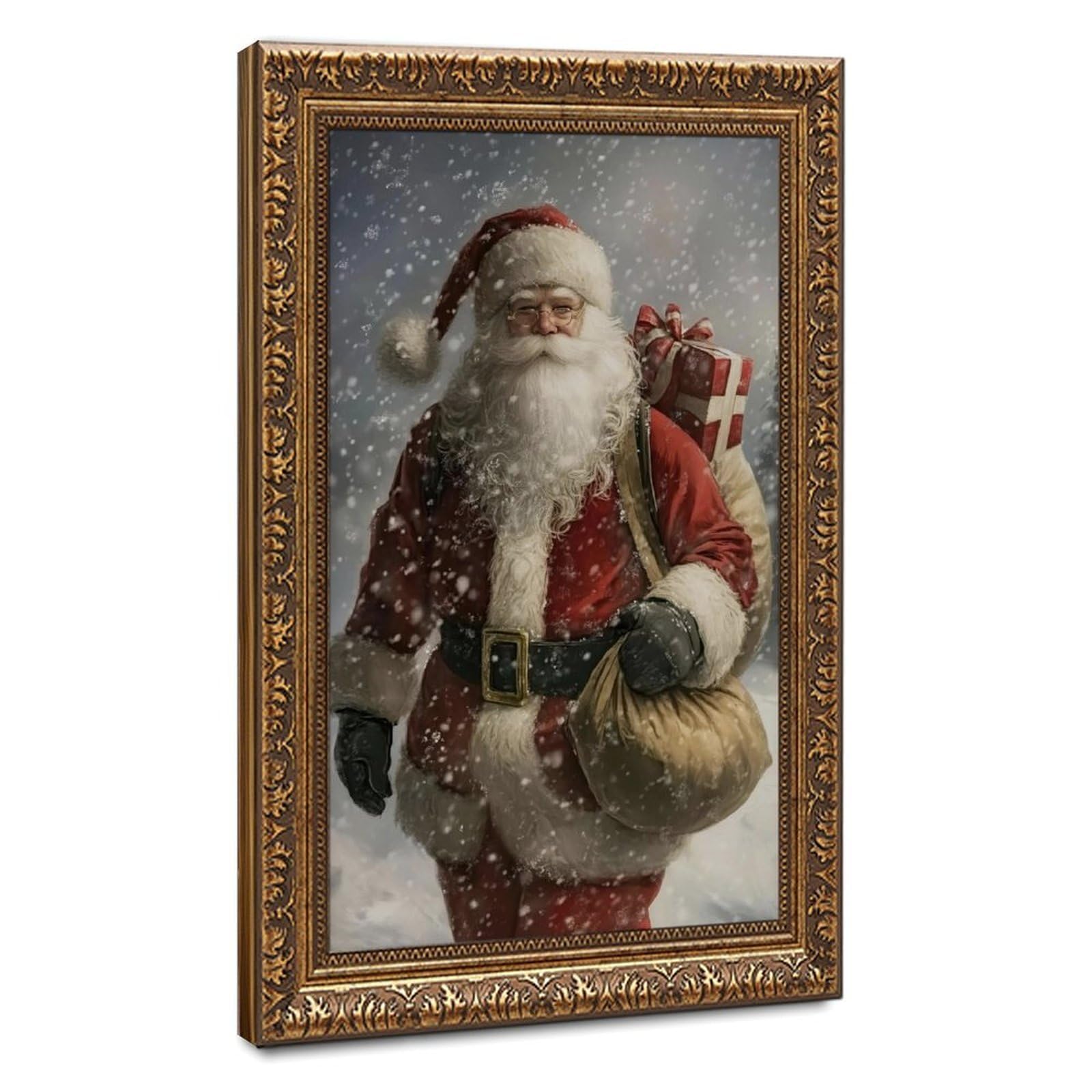Bareronor Vintage Santa Claus Canvas Poster for Office Decor Gift