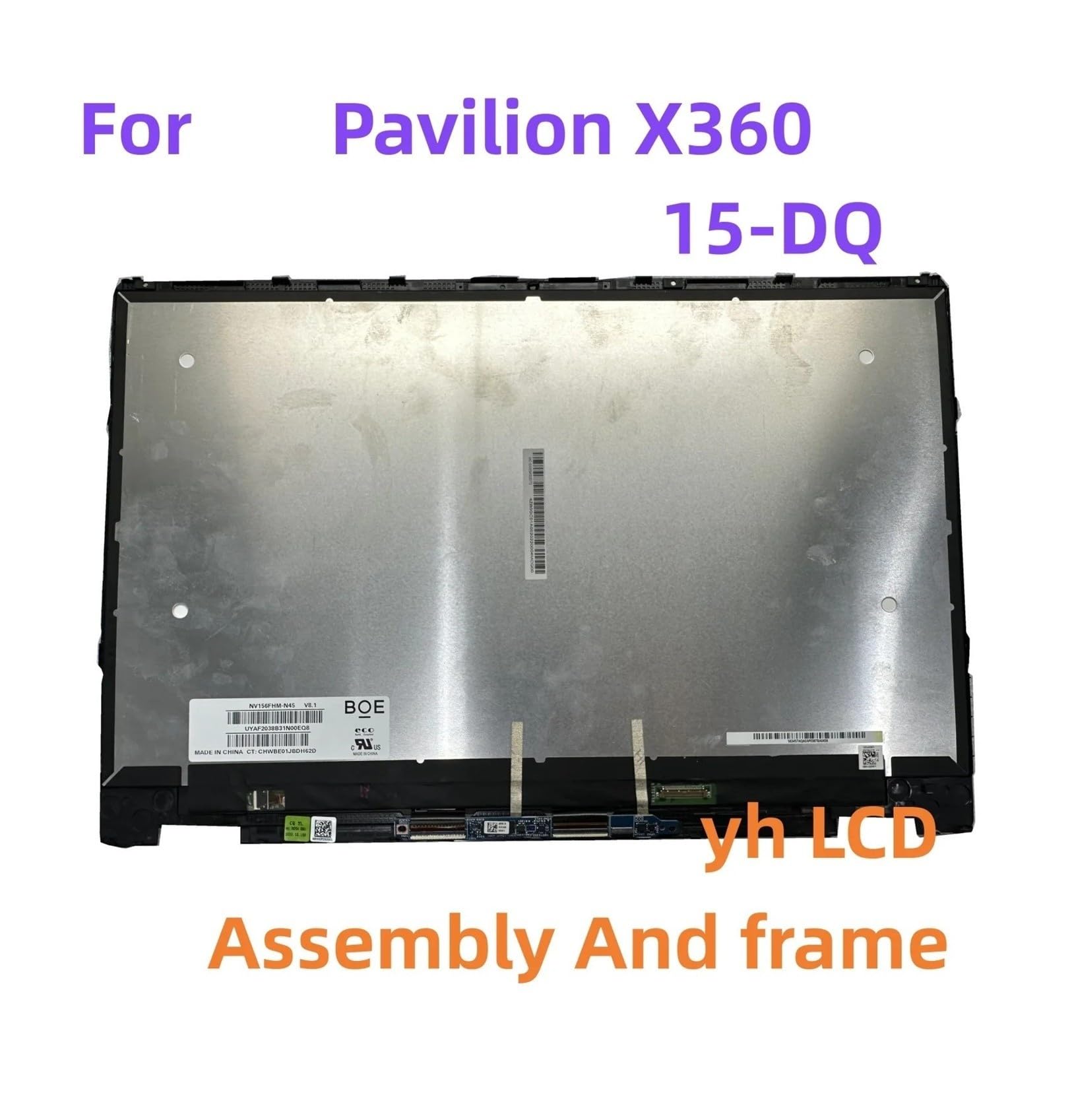 Cadre d'assemblage de numériseur en Verre d'écran Tactile de Panneau d'affichage à Cristaux liquides de 15.6 Pouces, Compatible for HP, série Pavilion X360 15-dq-dq0006nf-DQ0095NR(1366X768)
