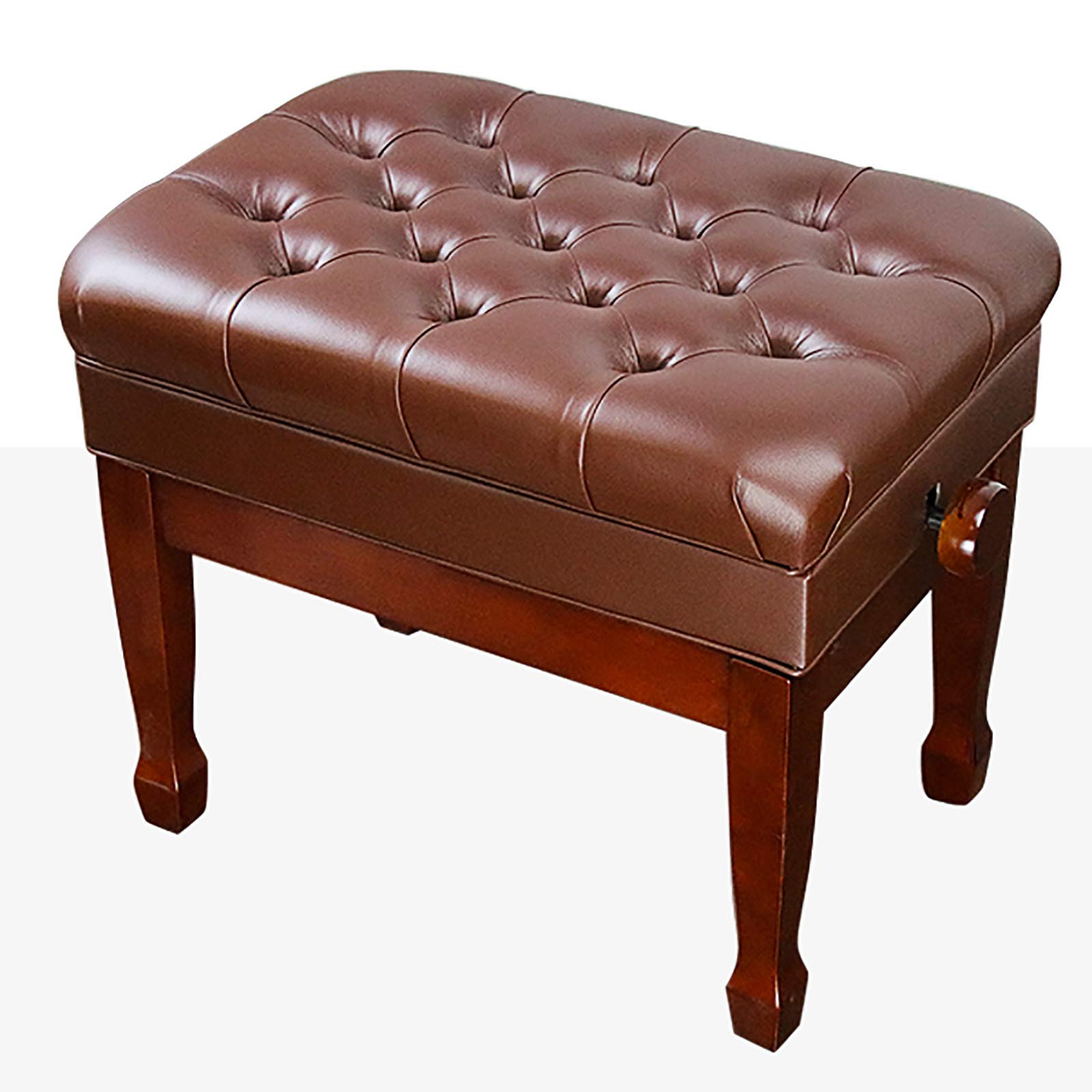 Sgabello per Pianoforte Deluxe, Panca per Pianoforte Regolabile, Sgabello Idraulico per Pianoforte con Spartiti Musicali, Struttura in Legno Massello, Altezza: (Marrone)