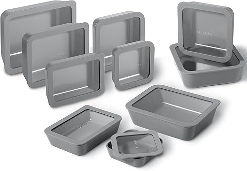 Miniatura 55 de Recipiente de almacenamiento de alimentos de vidrio con recubrimiento cerámico | Sin PTFE, PFOA, PFAS y BPA | Recipiente reutilizable no tóxico para