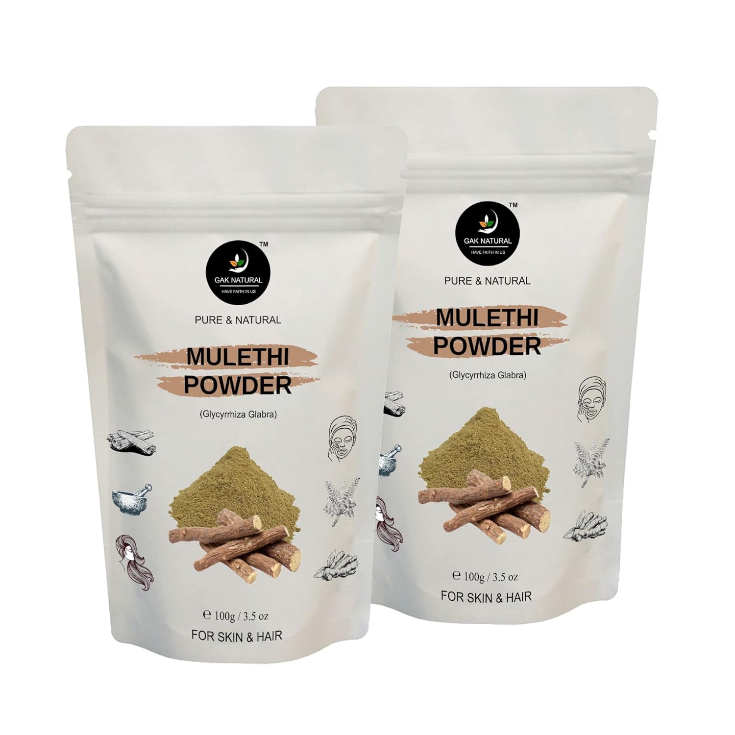 Gak pure and natural Mulethi powder for hair & skin (100GPack of 2