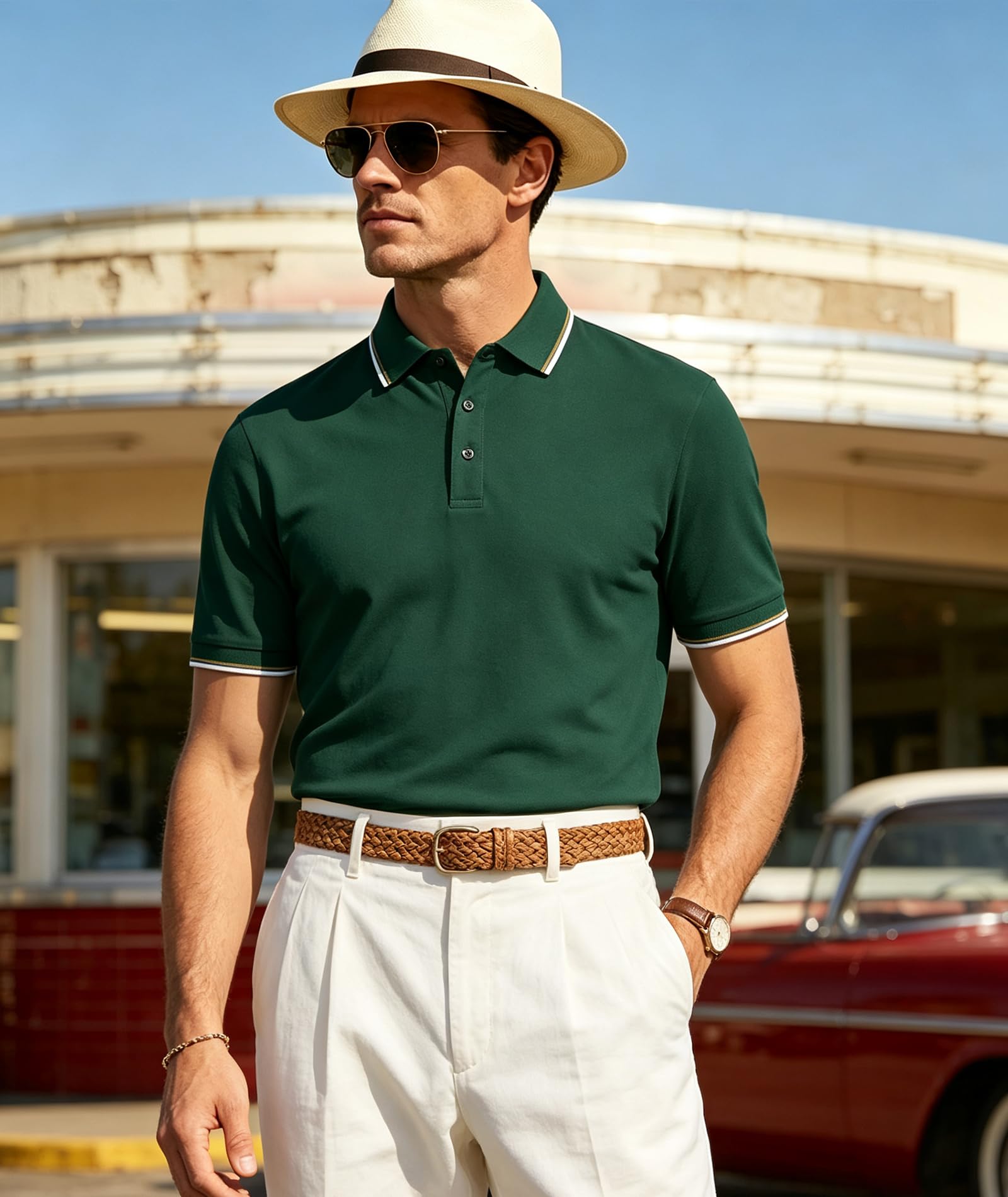 ZITY 5er Pack Einfarbig Herren Kurzarm Poloshirt Atmungsaktiv Leichtes Freizeit Polohemd für Alltag Sport
