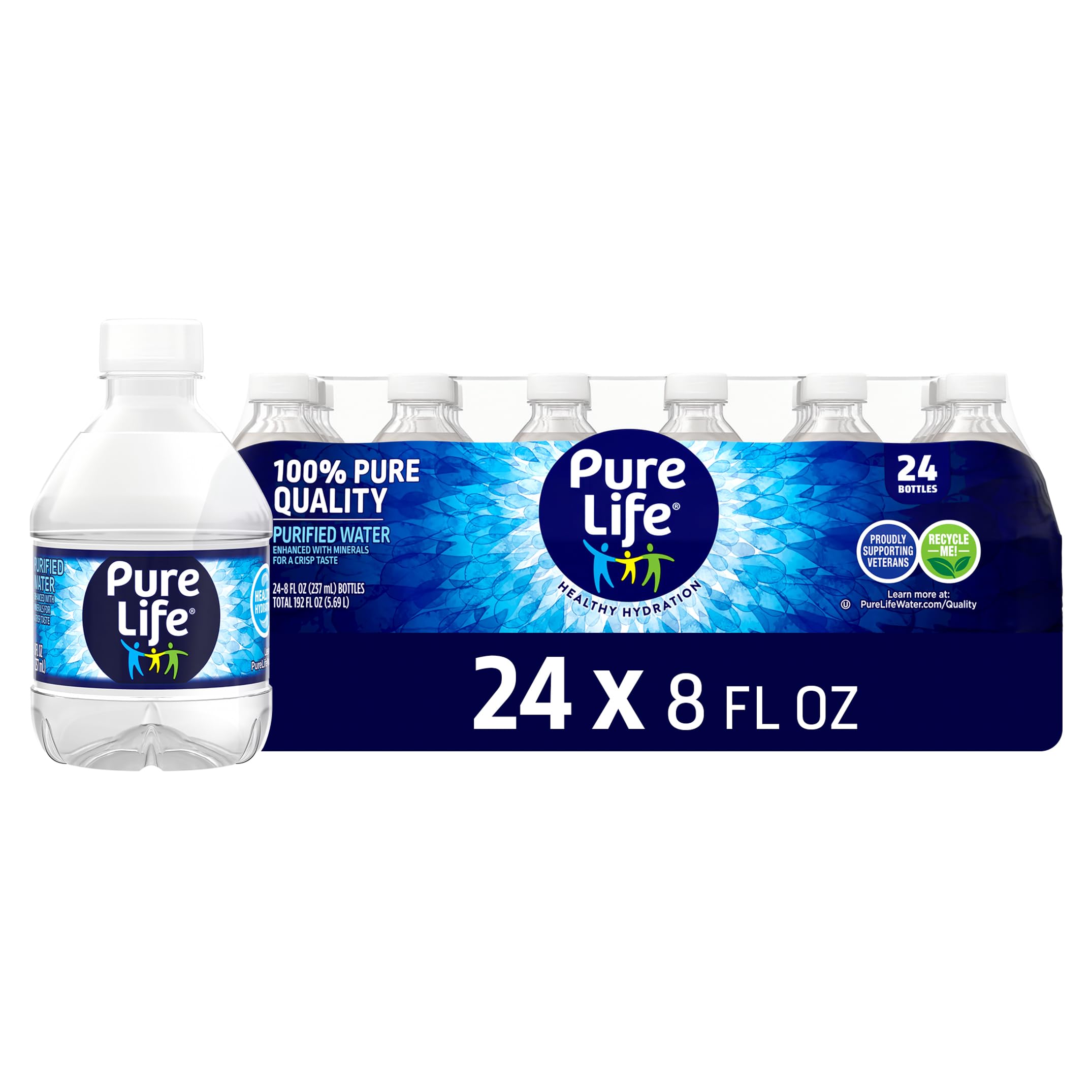 Pure Life Purified Bottled Water 24 Pack Mini 8 Fl Oz Bottles