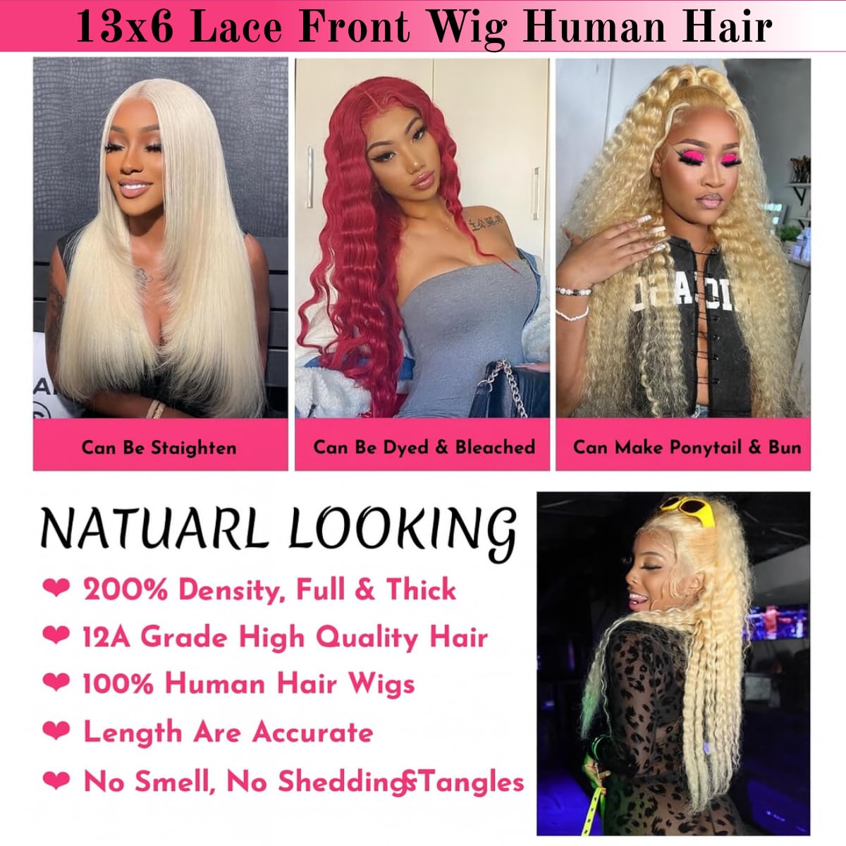 HC 28 Inch 613 Lace Front Wig Human Hair 13x6 Blonde Wig Deep Wave HD Transparent Lace Front Wigs Human Hair 200% Density Pre Plucked Lace Frontal Wig for Women Natural And Confident Style.