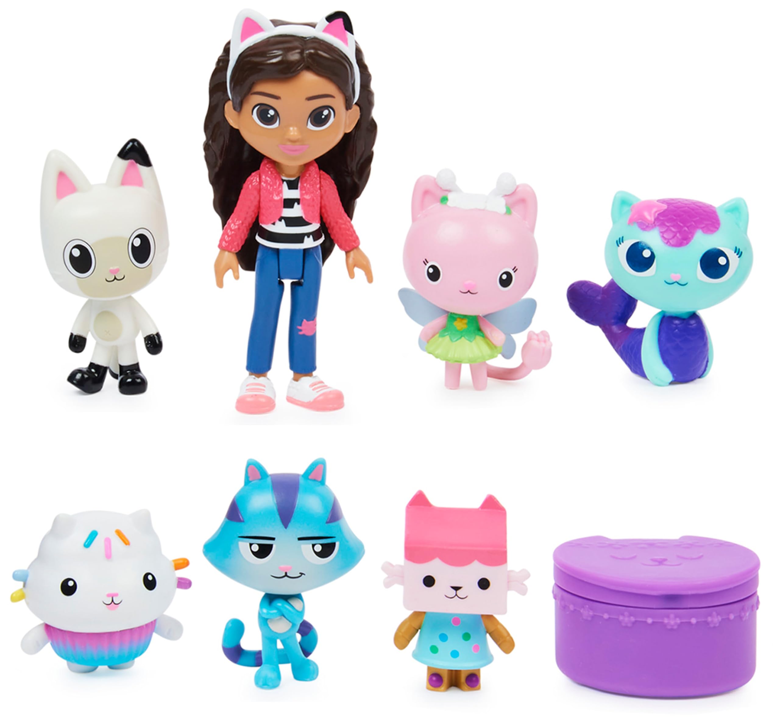 Gabby et la Maison Magique - Gabby Dollhouse - Coffret Cadeau Figurines - 7 Figurines Et 1 Accessoire Surprise - Dessin Animé Jouet Maison De Poupée - Jouet Enfant 3 Ans Et +