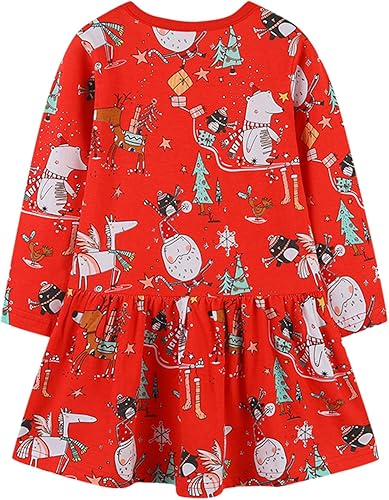 YIISU Vestidos de bebé para niñas, vestido de Navidad para niña, vestido de manga larga, dobladillo oscilante, vestido de vacaciones, ropa, regalos