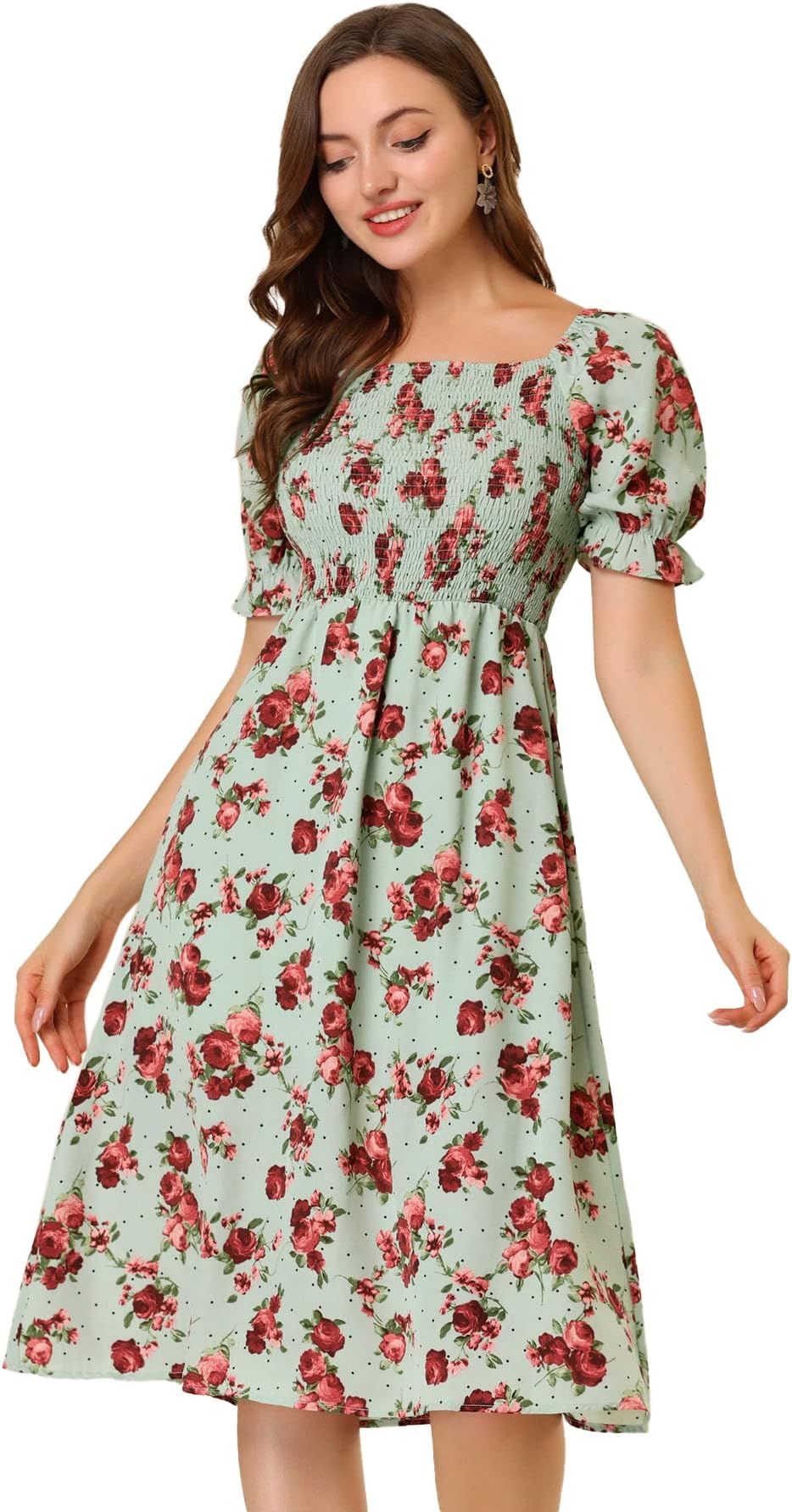 TOPLOT Dresses for Women Knee Length with Floral Print