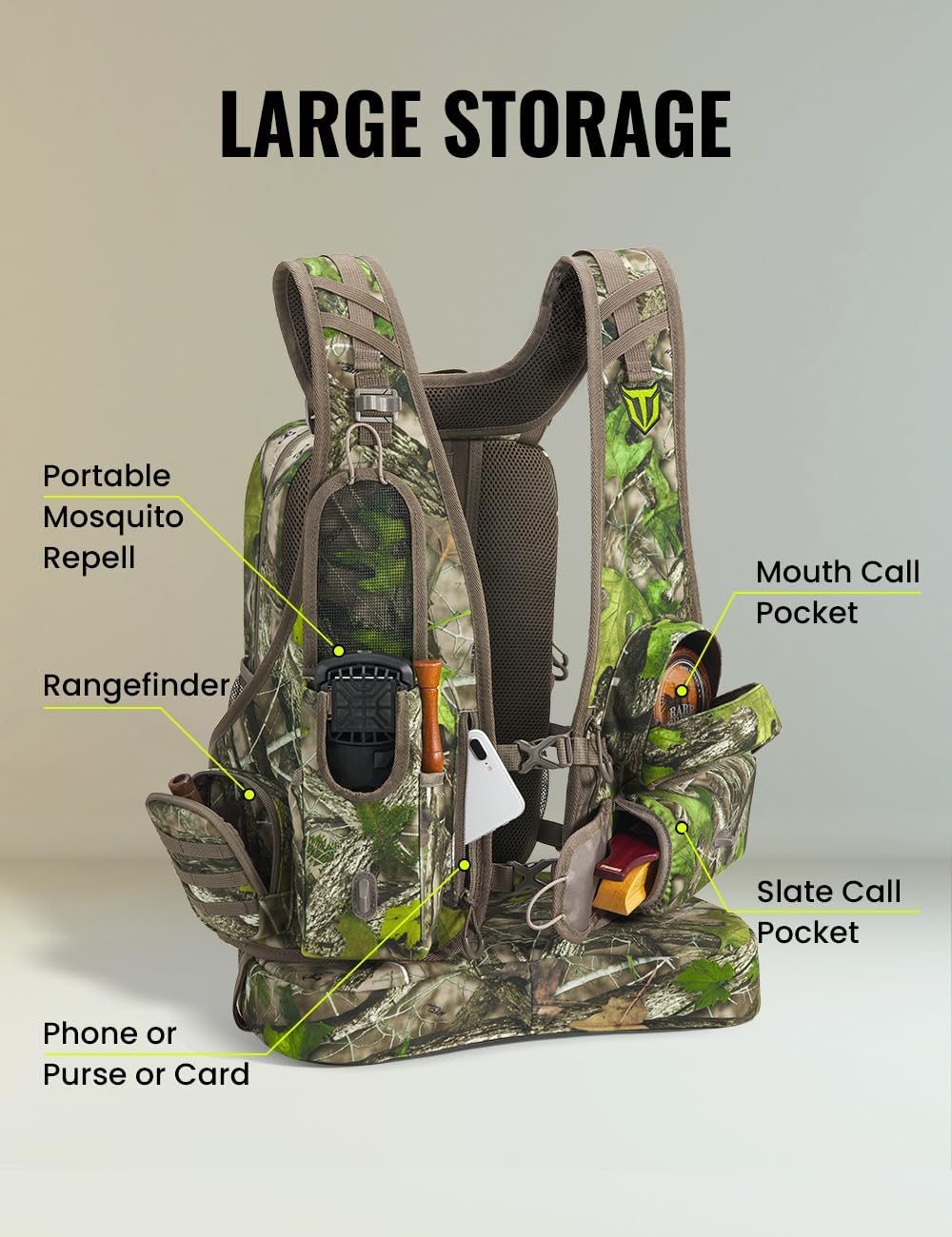 TIDEWE Vest with Seat, Lightweight Vest with Multi-Compartment Storage, Portable Backpack with 11 Adjustable Straps